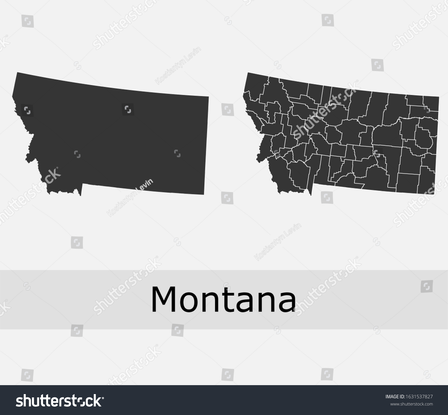 Montana vector maps counties, townships, regions - Royalty Free Stock ...