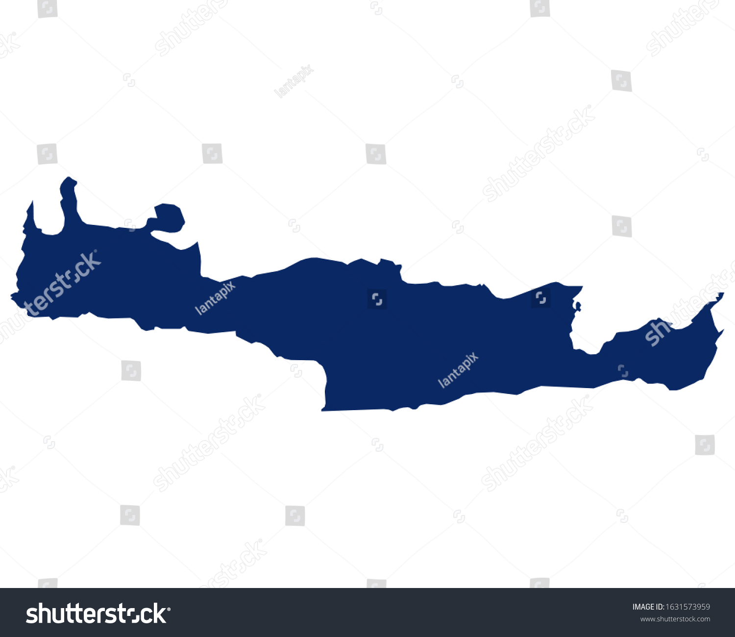 Map of Crete in blue colour - Royalty Free Stock Vector 1631573959 ...