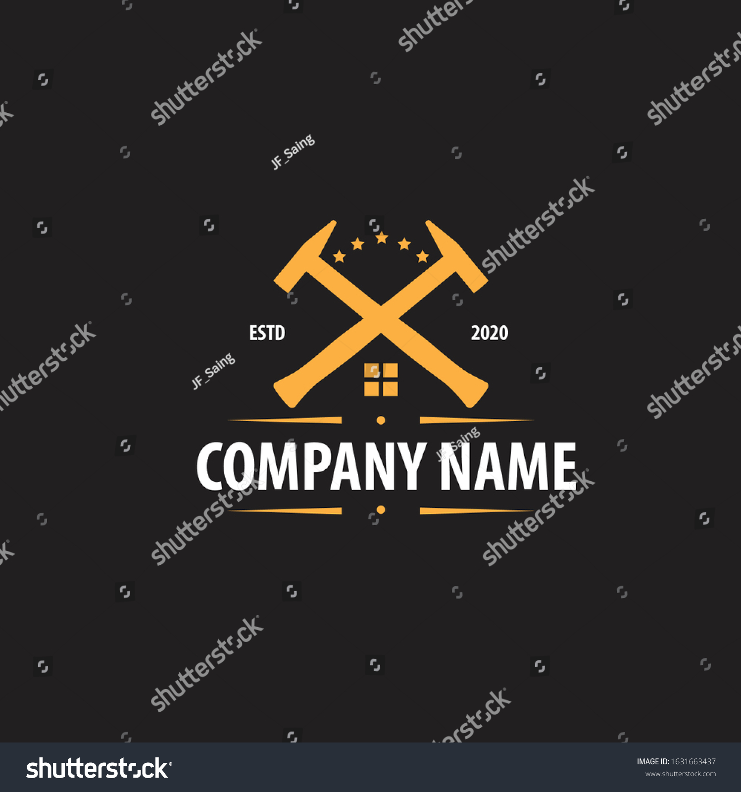 Retro construction logo with house elements and - Royalty Free Stock ...