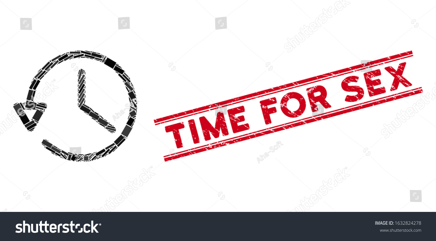 Mosaic History Pictogram And Red Time For Sex Royalty Free Stock Vector 1632824278