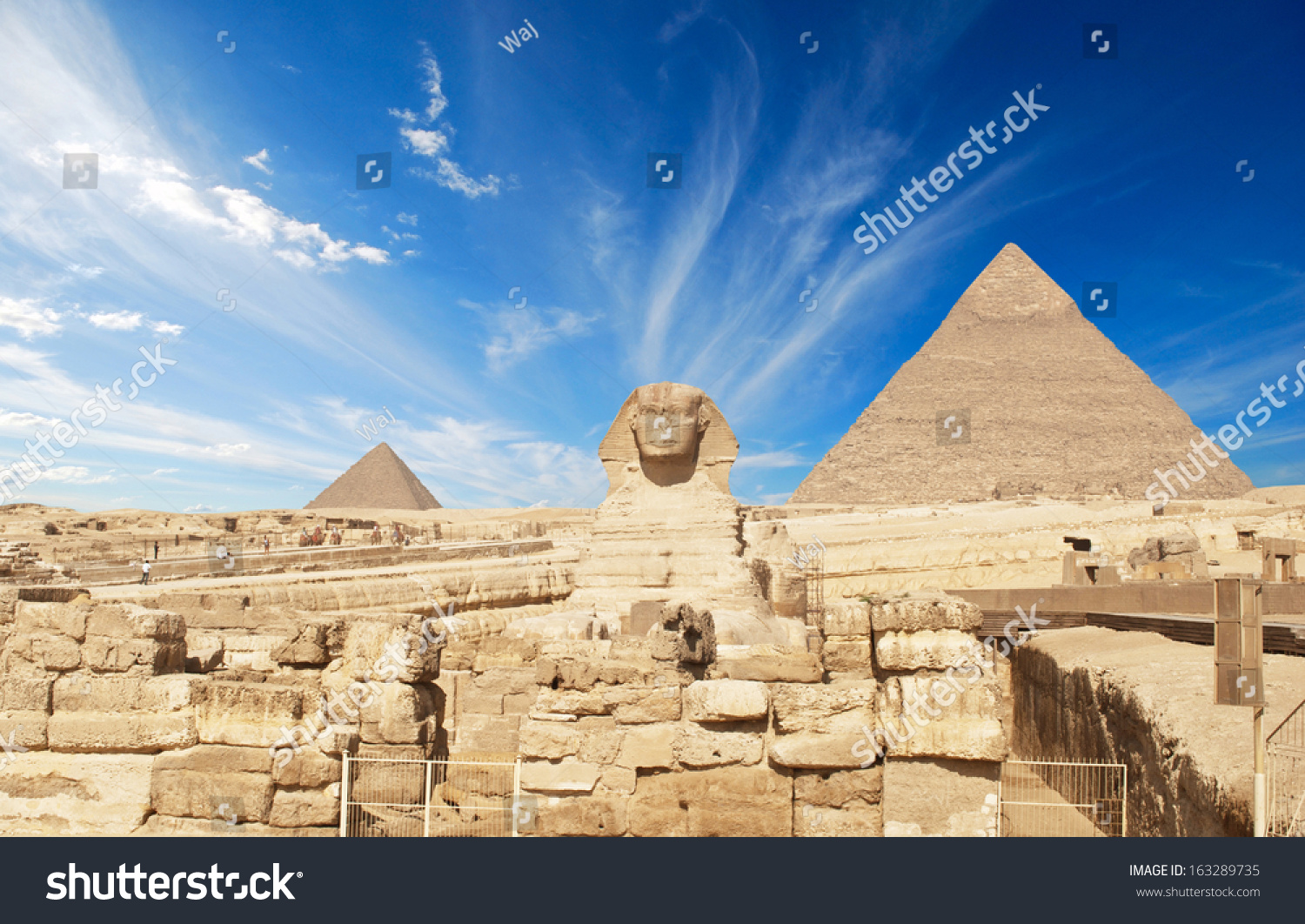 Great Pyramid of Pharaoh Khufu, located at Giza and the Sphinx. Egypt  #163289735