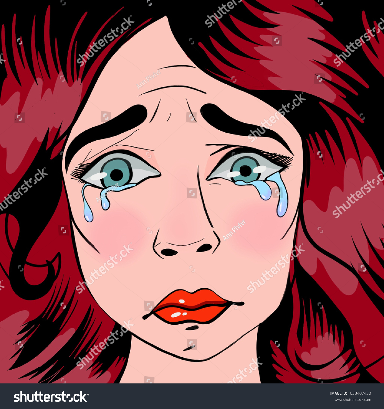 Crying Girl In Pop Art Style Royalty Free Stock Photo Avopix Com