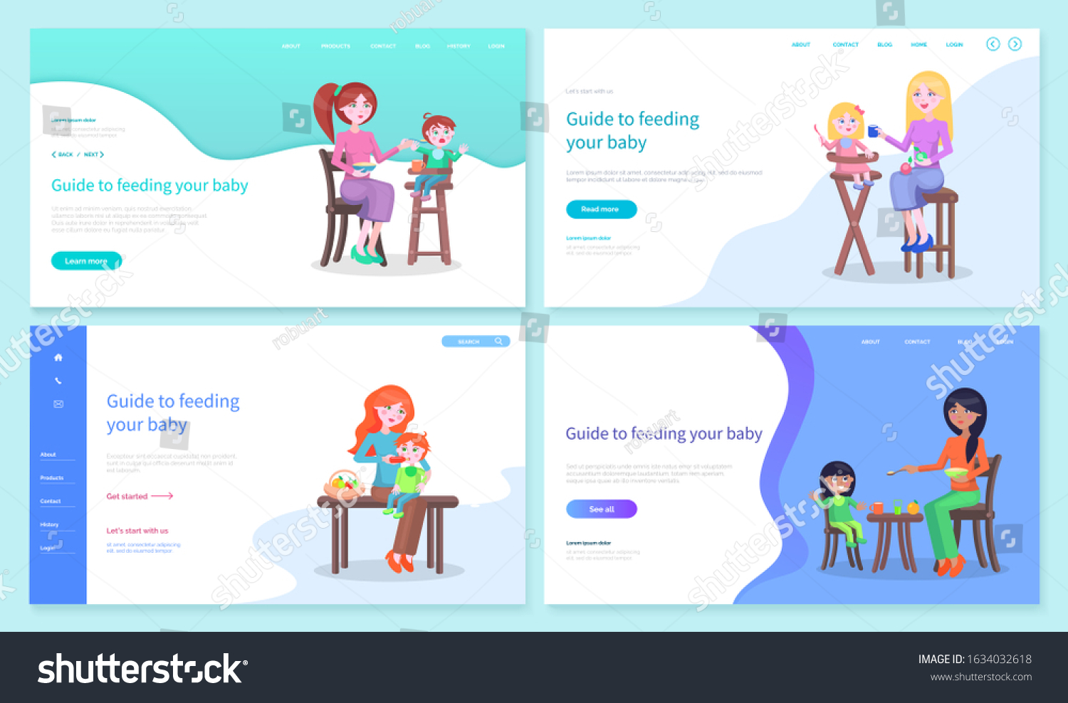 feeding-baby-guide-landing-web-pages-templates-royalty-free-stock