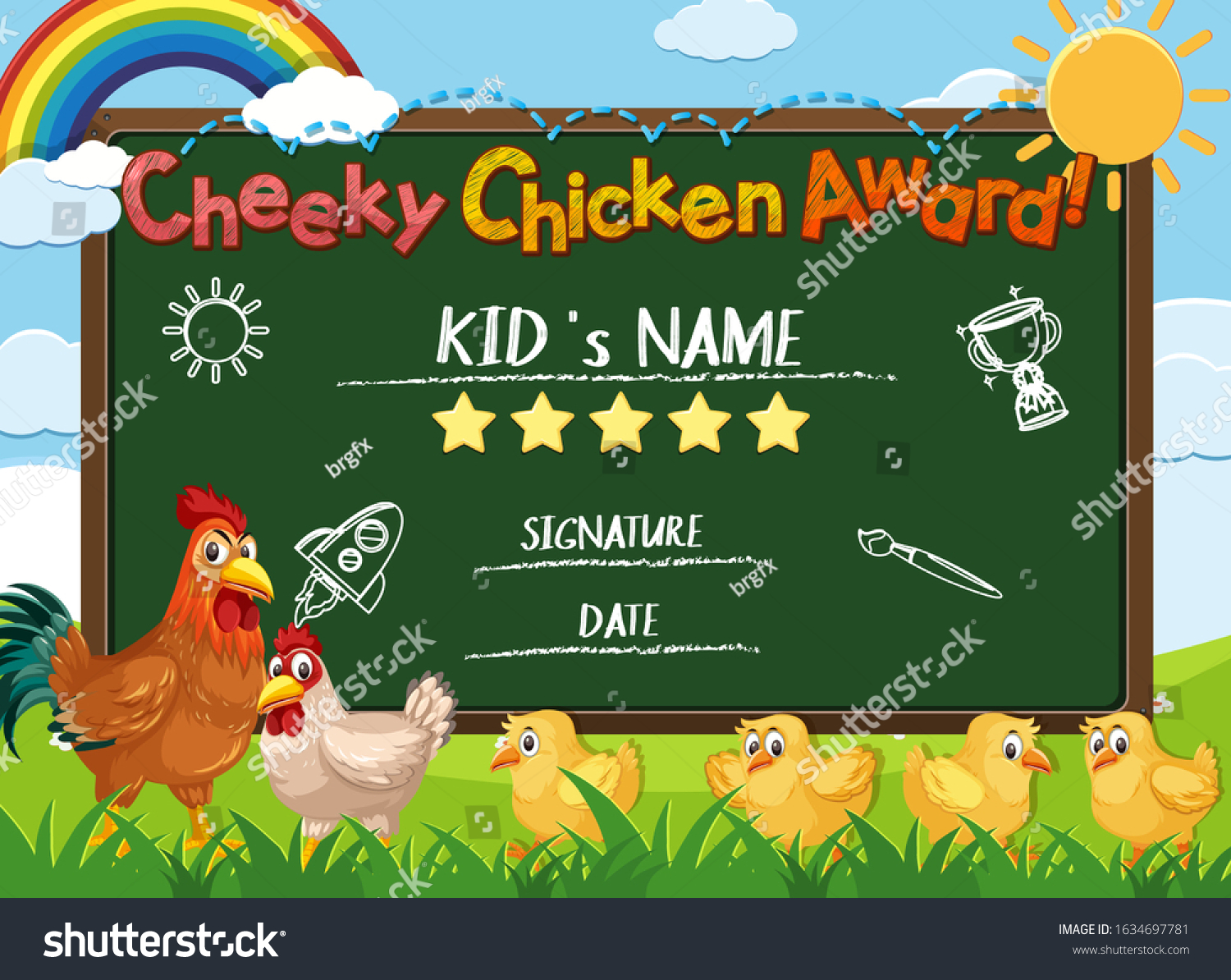 Certificate template for cheeky chicken award - Royalty Free Stock ...