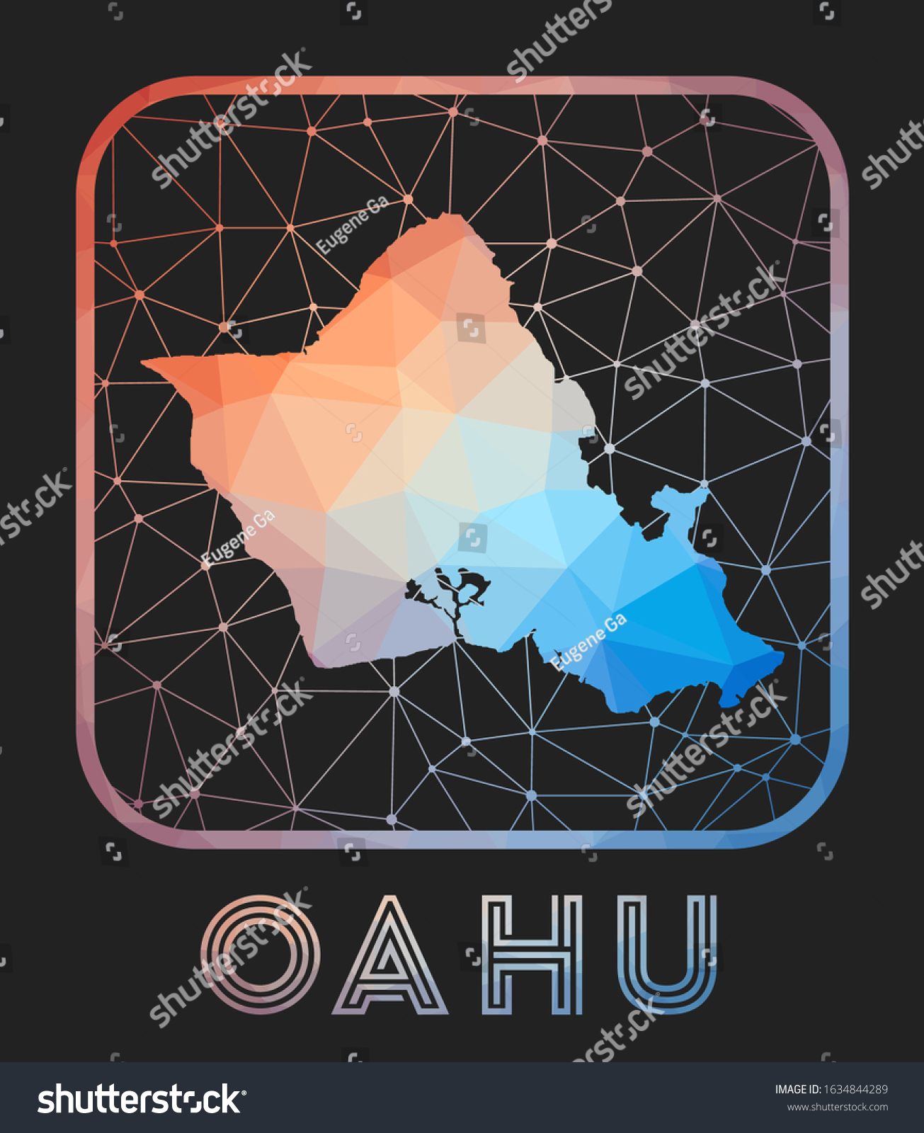 Oahu map design. Vector low poly map of the - Royalty Free Stock Vector ...