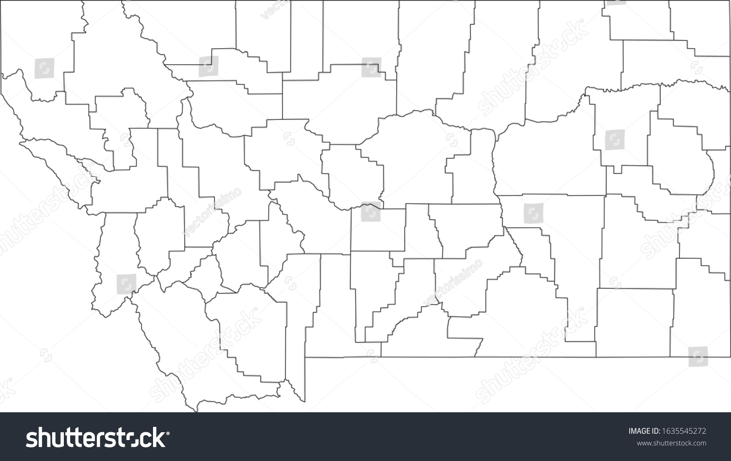 White Outline Counties Map Of Us State Of Royalty Free Stock Vector