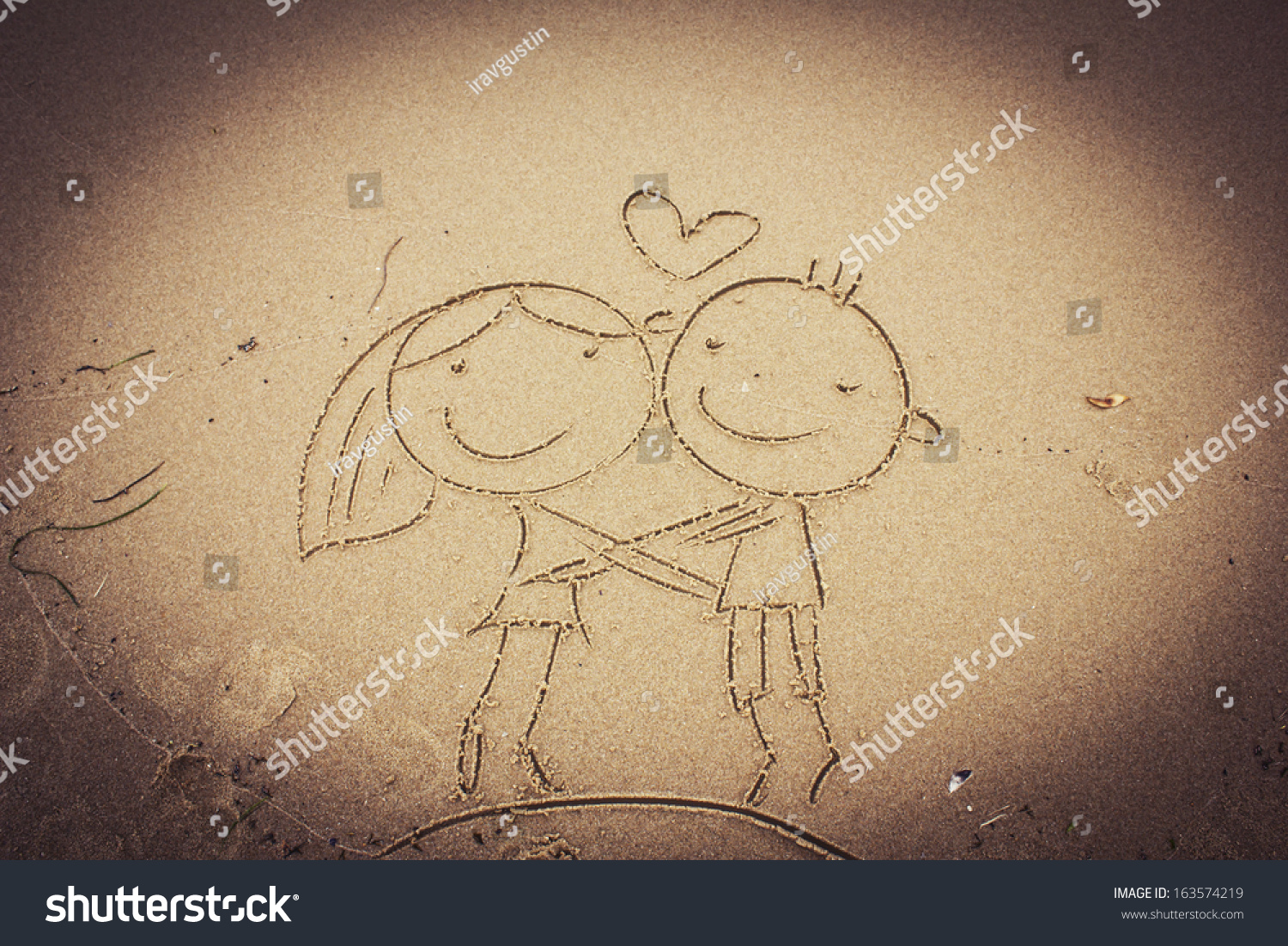 Boy And Girl Love Drawing On The Beach Summer Royalty Free Stock Photo Avopix Com
