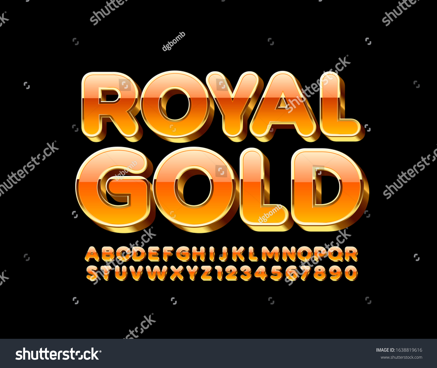 Vector Royal Gold 3d Font Chic Alphabet Letters Royalty Free Stock Vector 1638819616 5113