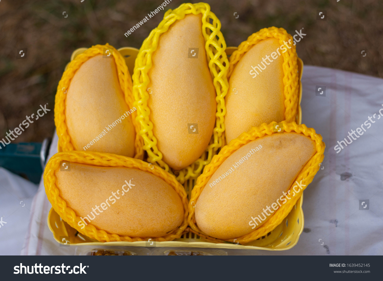 Yellow ripe ripe mango in a basket #1639452145