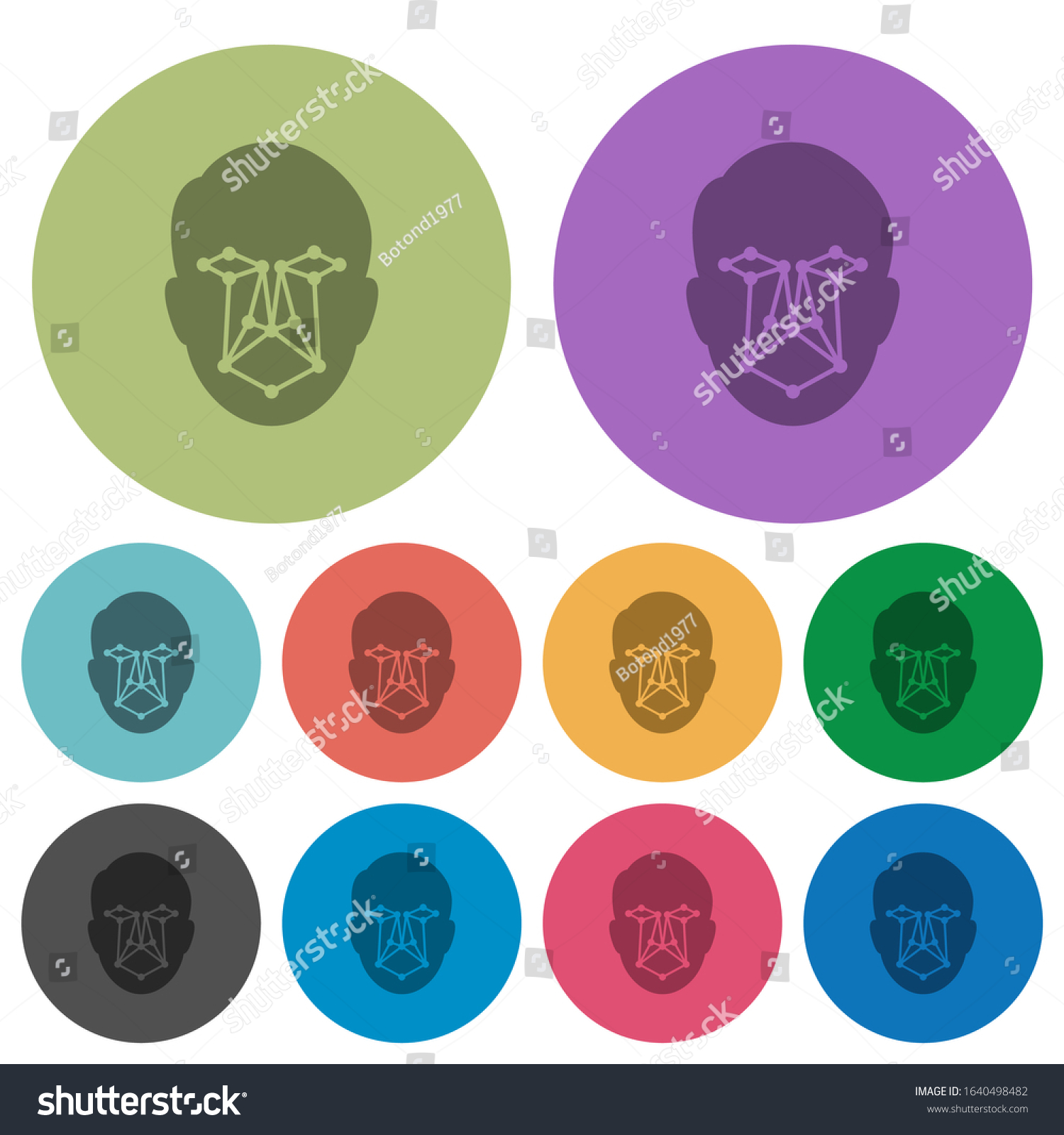 Face recognition darker flat icons on color - Royalty Free Stock Vector ...