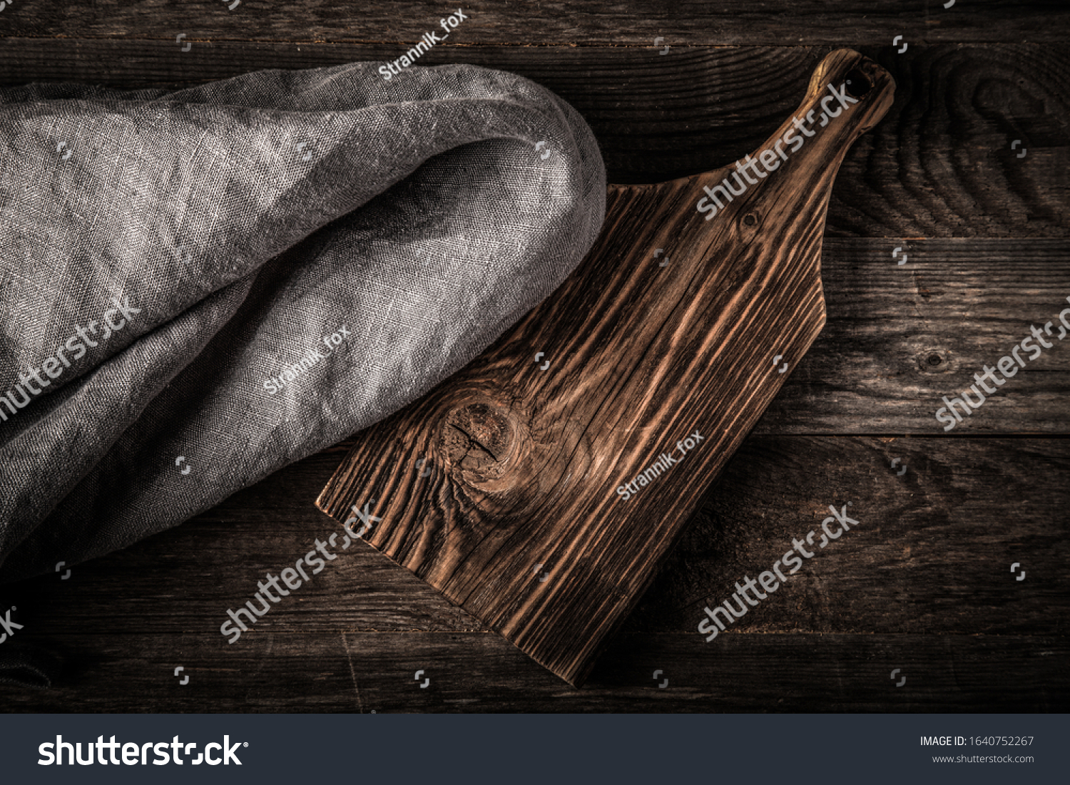Rustic composition with a rough linen napkin. Toned. #1640752267