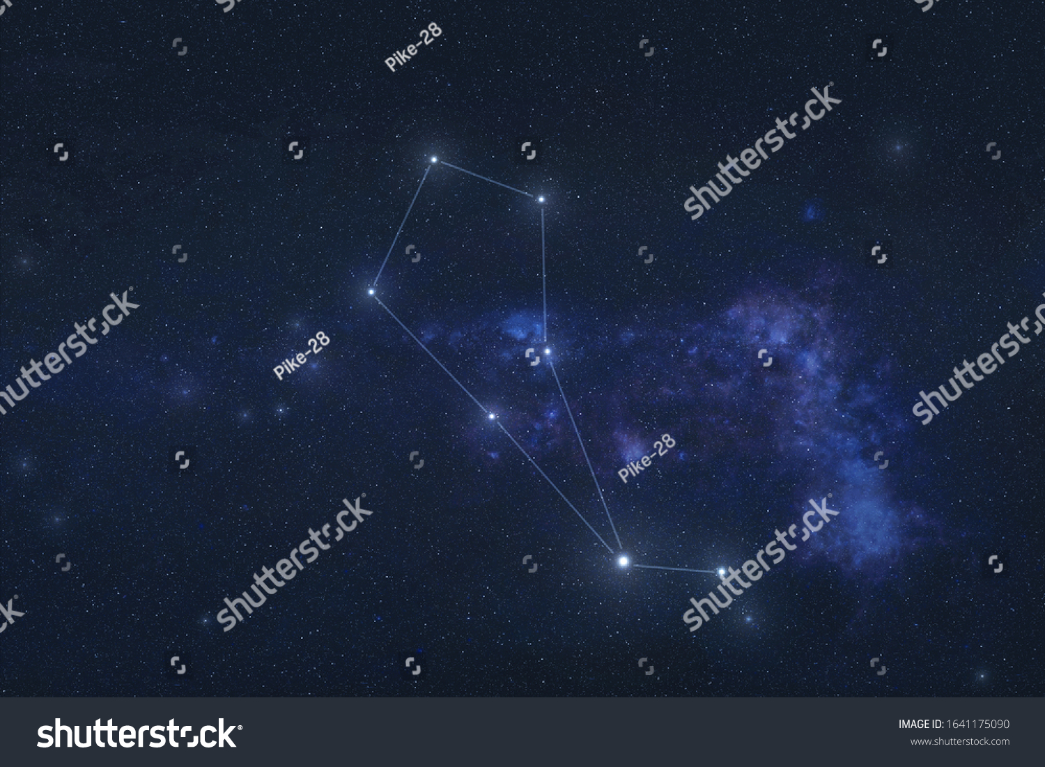 Bootes constellation stars in outer space. Bootes constellation lines. Elements of this image were furnished by NASA  #1641175090