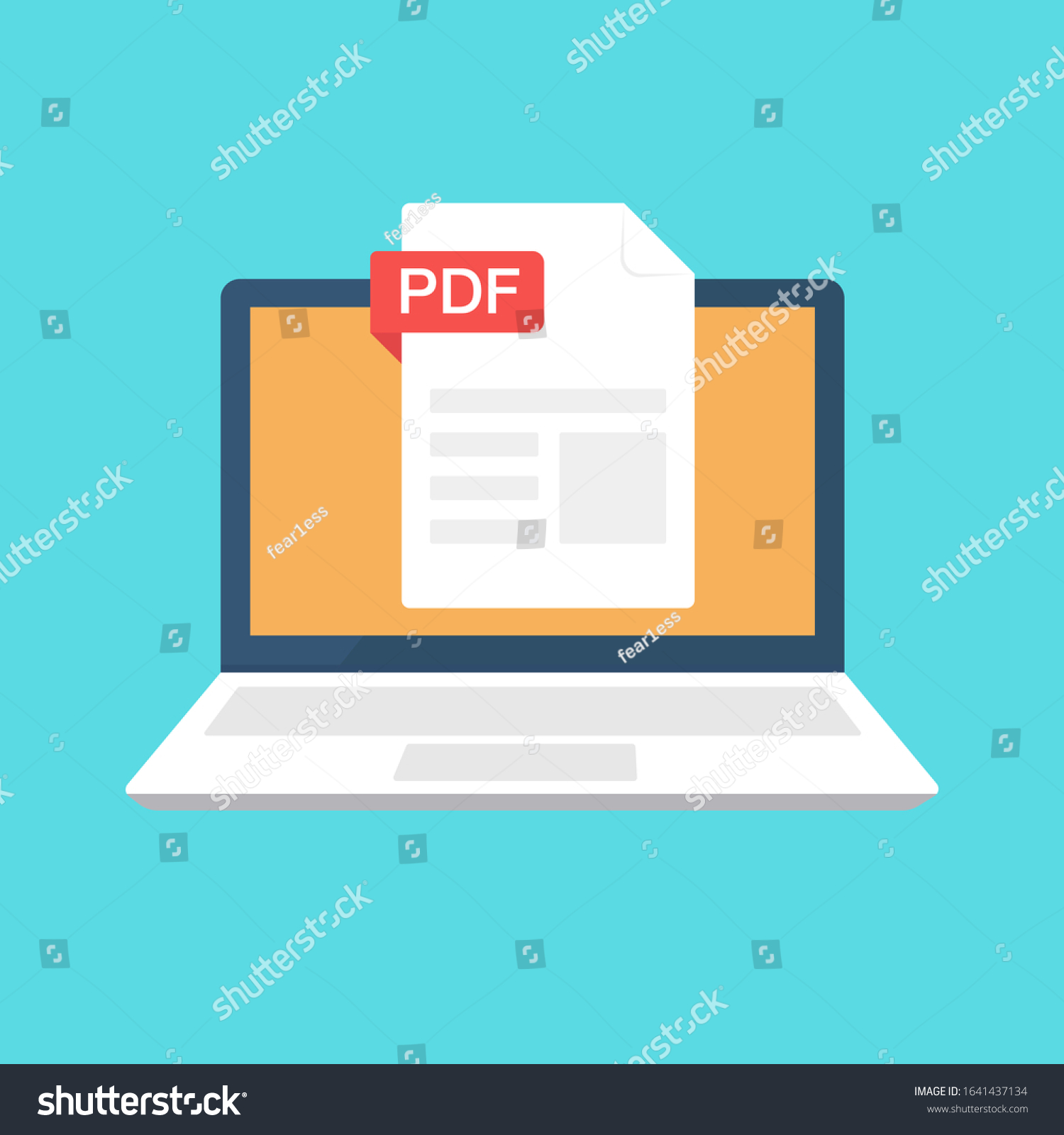 PDF file on laptop screen. Downloading document - Royalty Free Stock ...