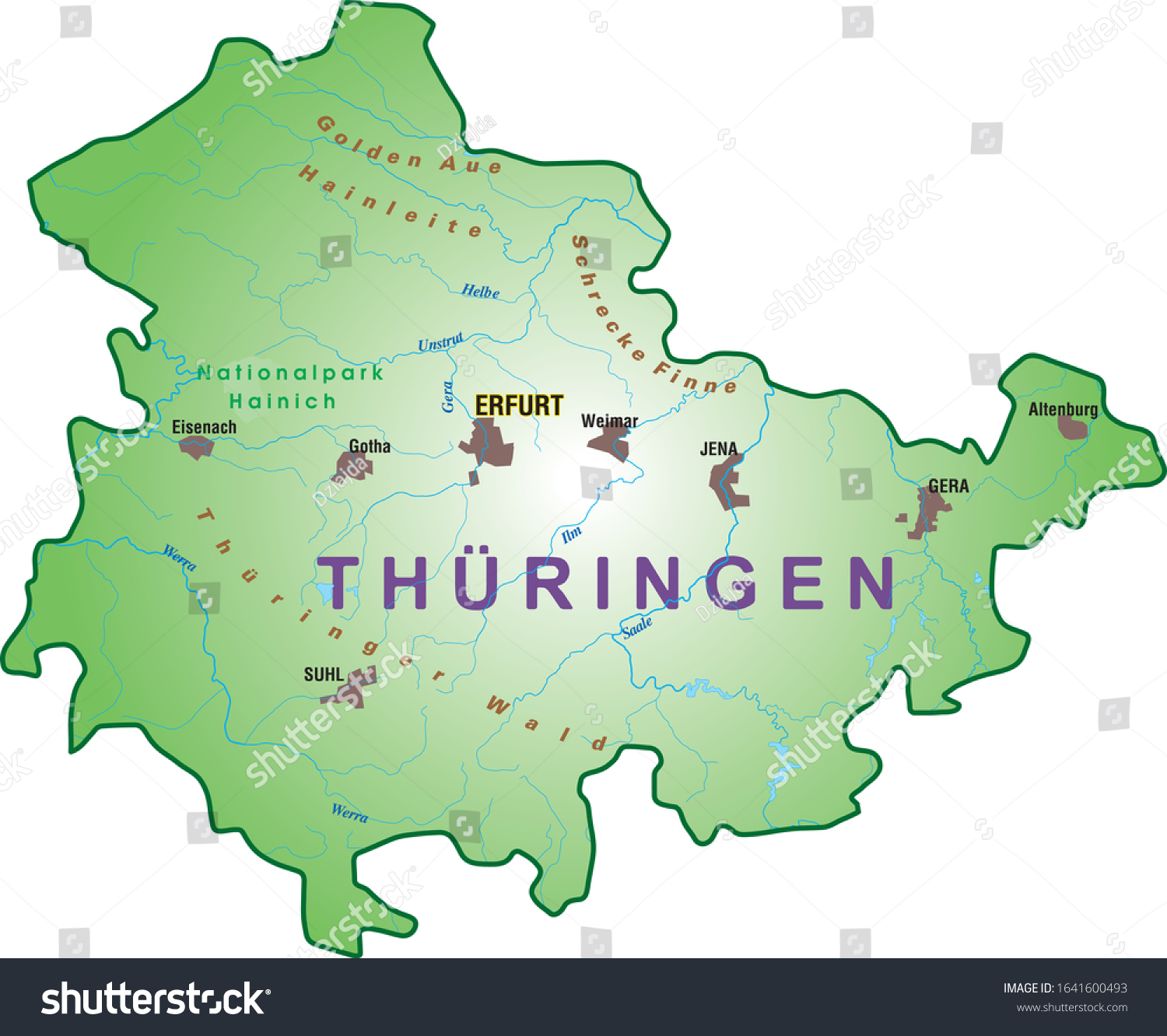 Germany Thuringia - Map Of The Land Of Thuringia - Royalty Free Stock ...