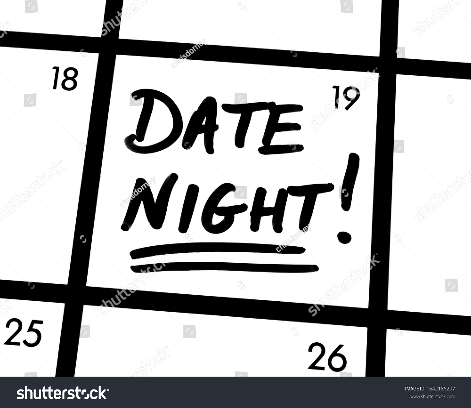 Close up of a DATE NIGHT calendar entry Royalty Free Stock Photo