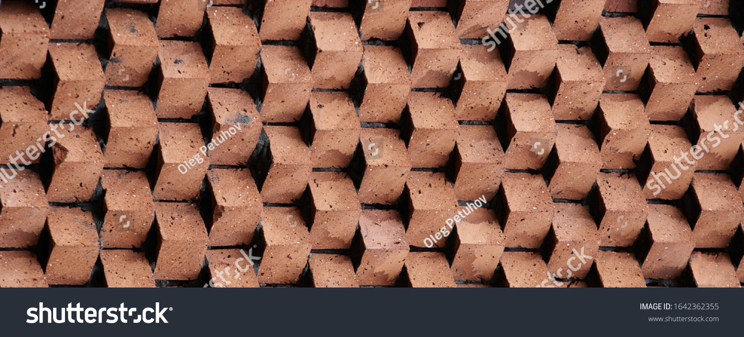 Panoramic background of wide old red brick wall texture. Home or office design backdrop.