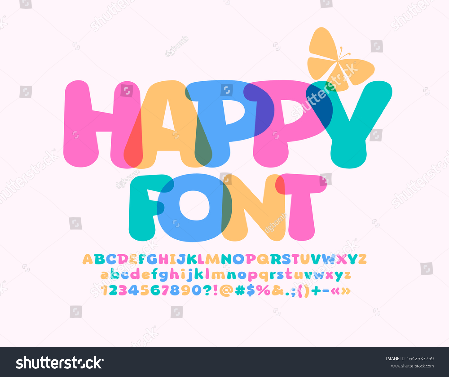 Vector Happy Kids Font. Colorful creative - Royalty Free Stock Vector ...