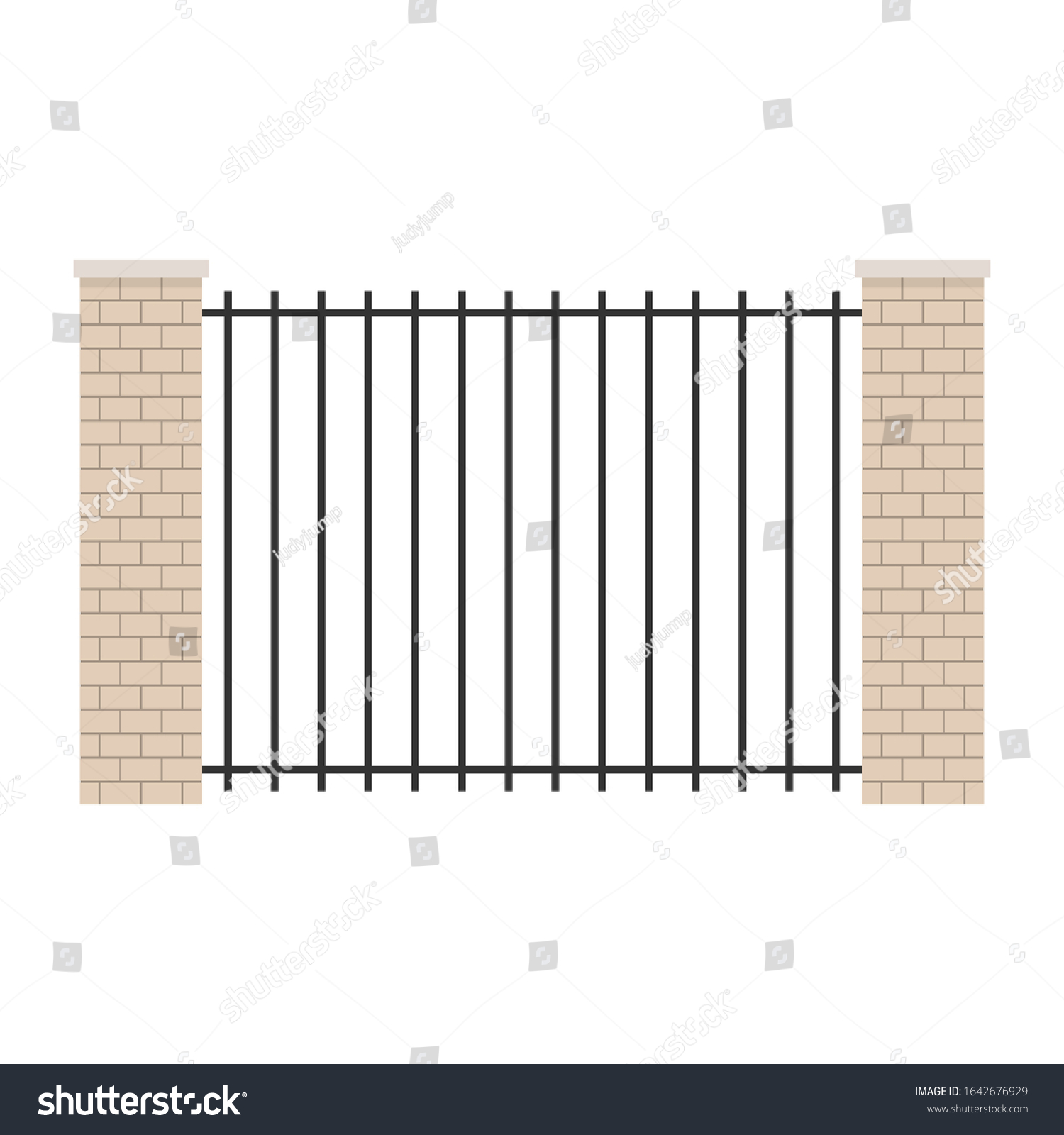 Brick pillar vector. wallpaper. Brick pillar on white background. Railing vector. #1642676929