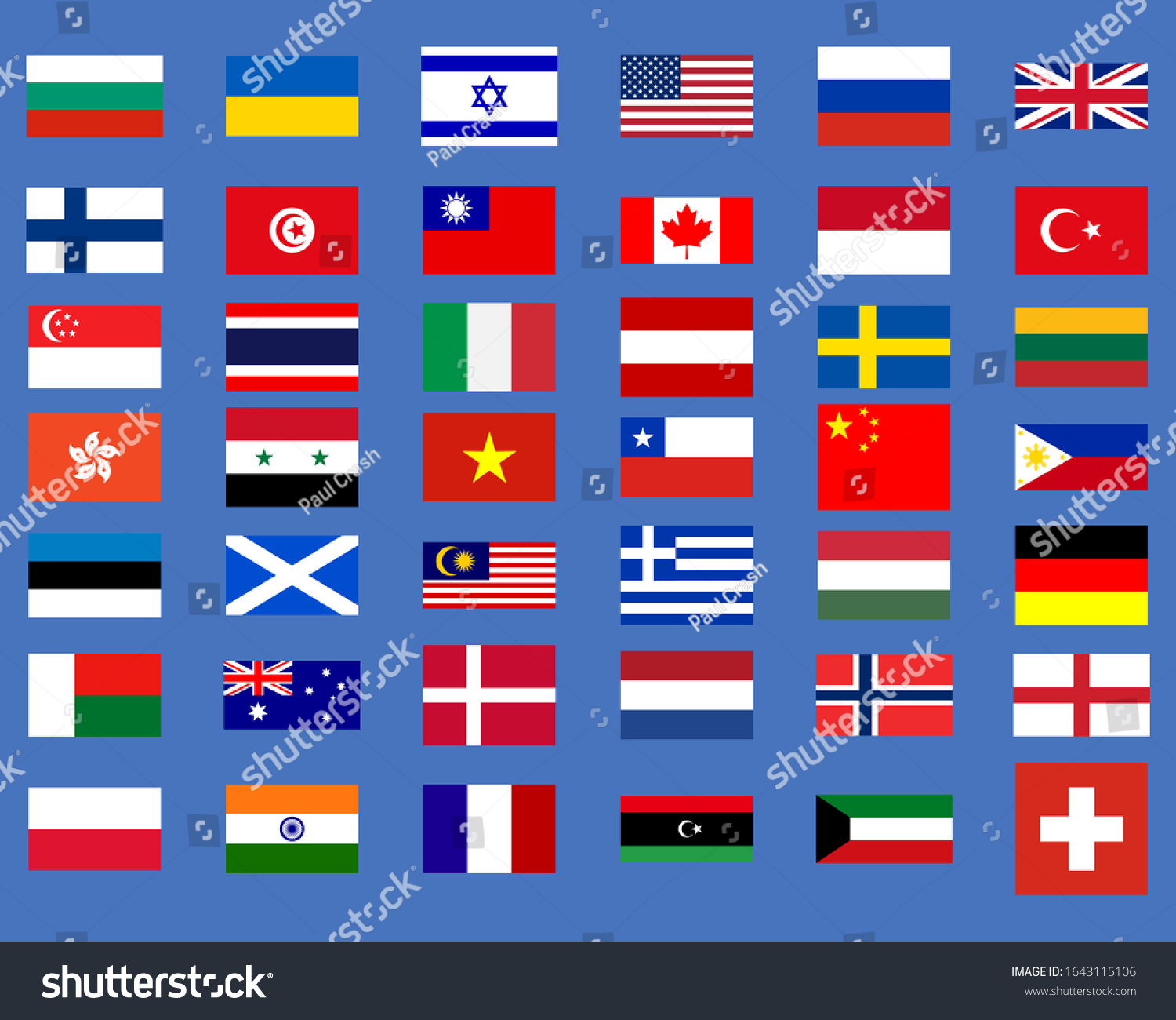 Collection of national official flags of the - Royalty Free Stock ...