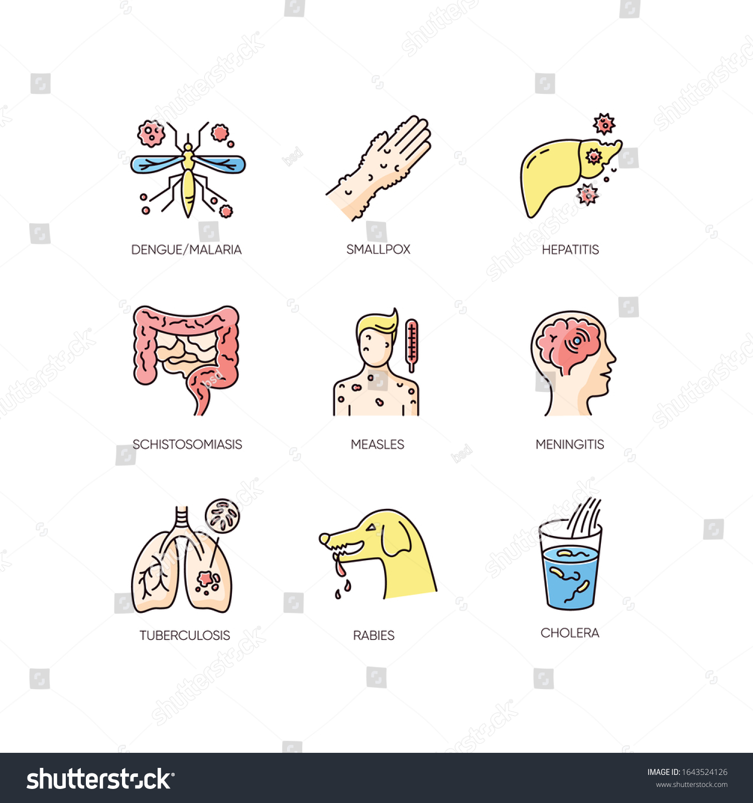 Viral infections RGB color icons set. Different - Royalty Free Stock ...