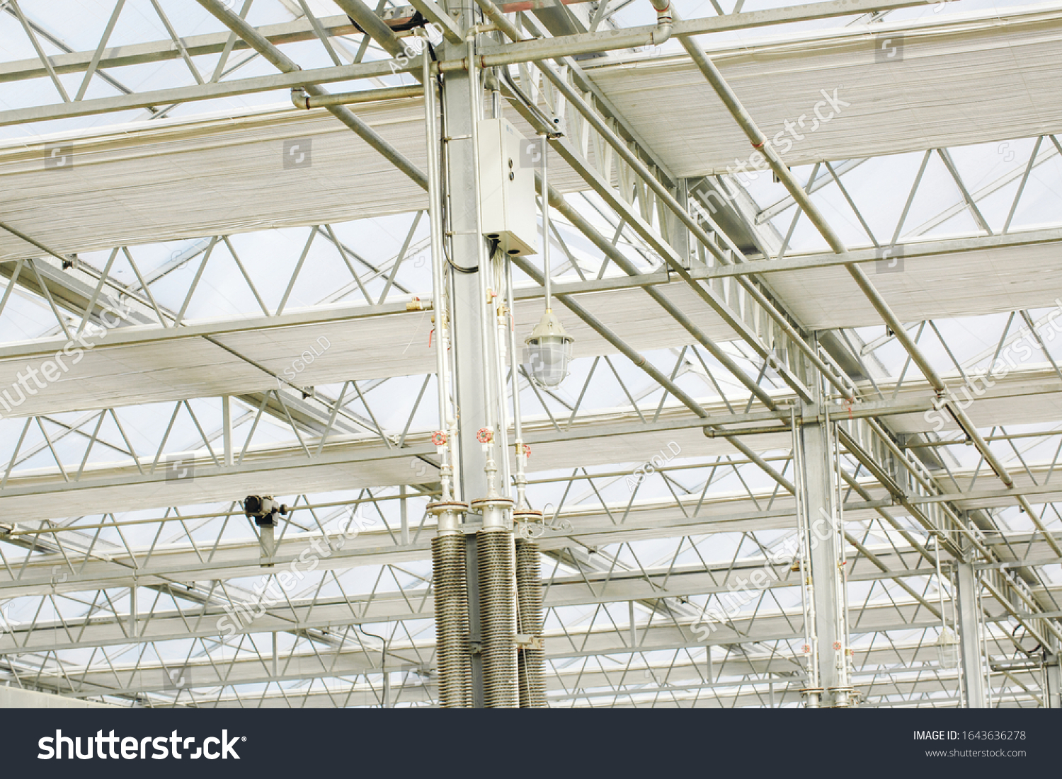Close-up of steel structure greenhouse structure #1643636278