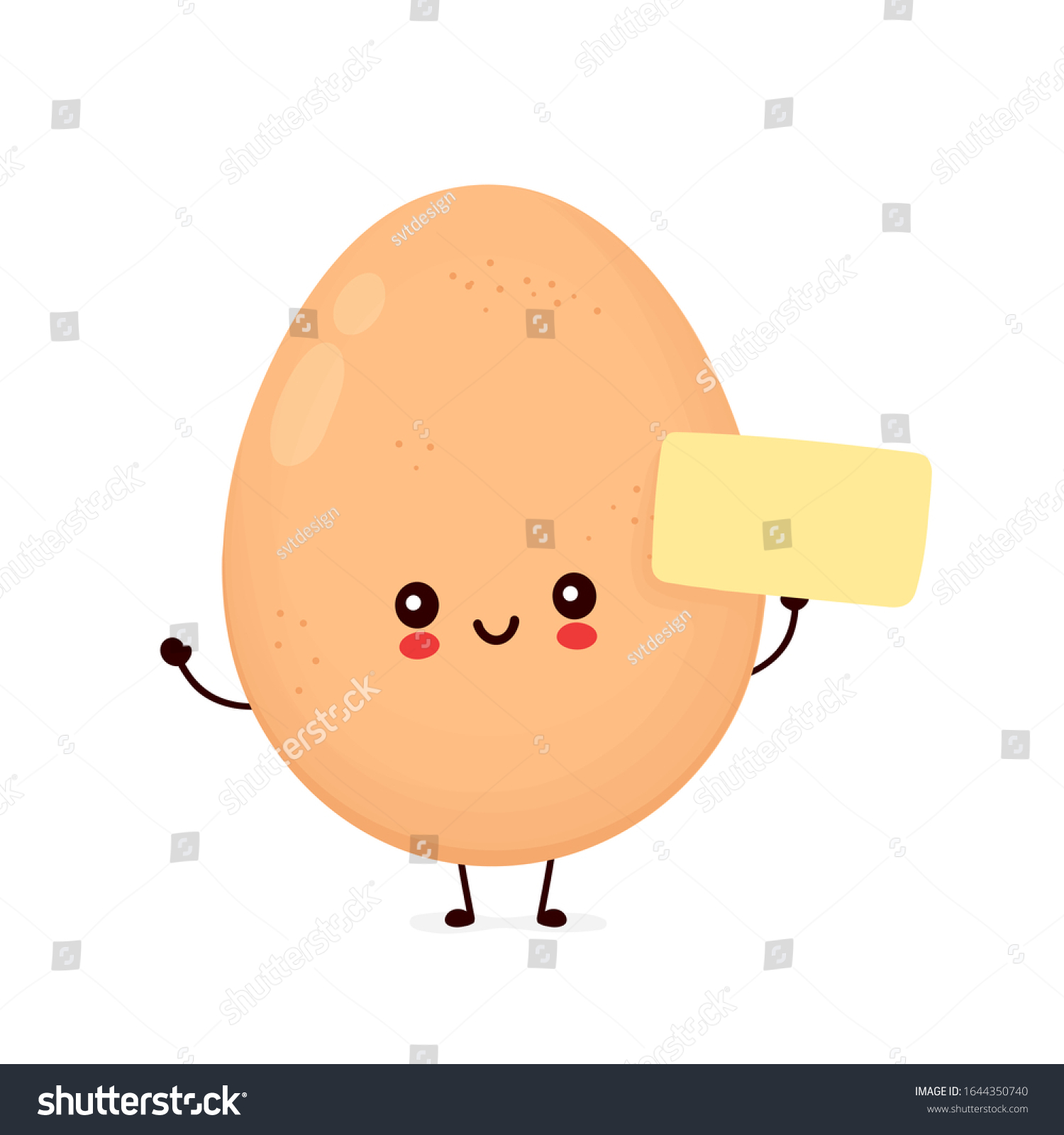 Cute Happy Chicken Egg With Empty Sign Vector Royalty Free Stock Vector 1644350740 