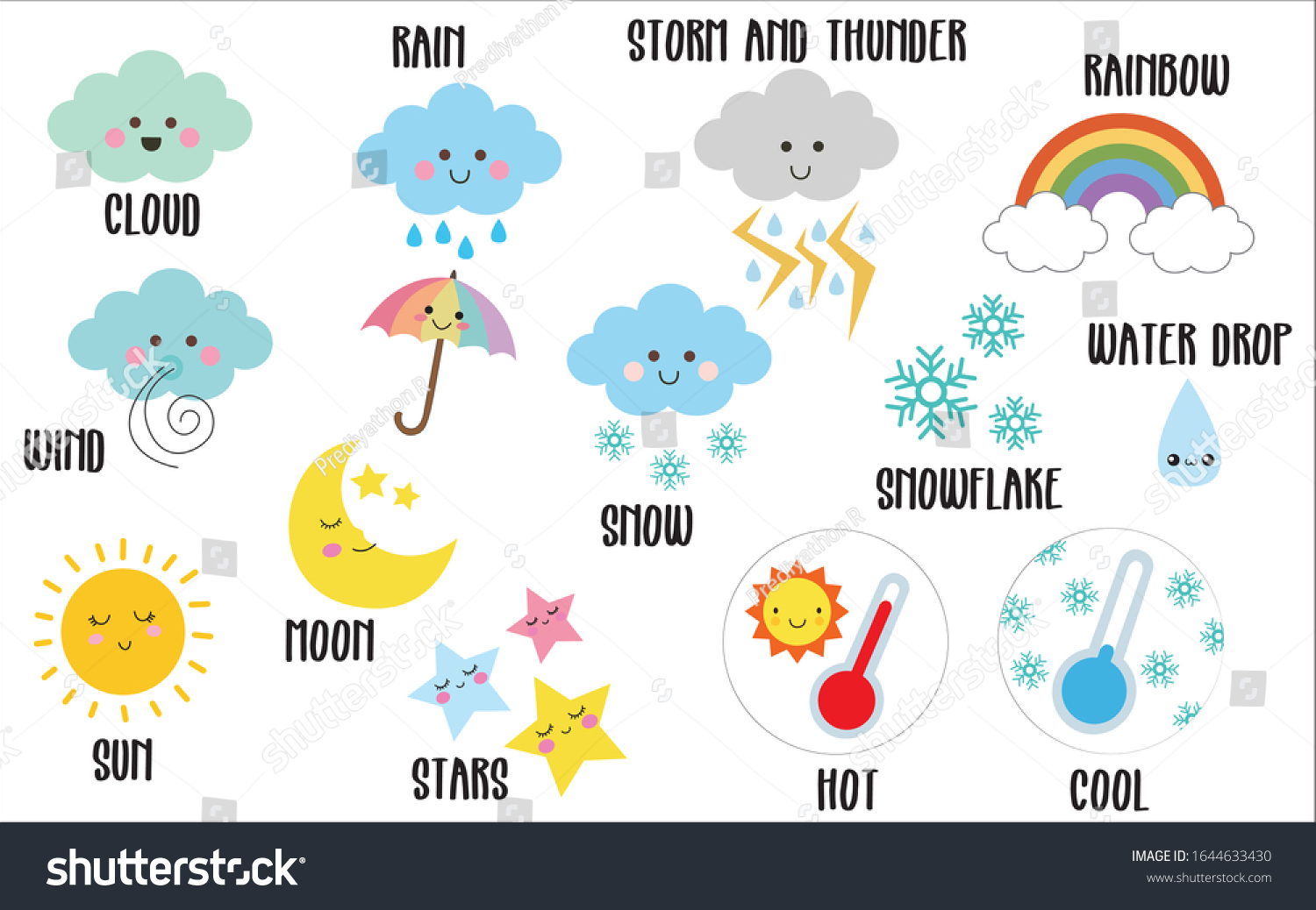 Set of Weather Pattern, Weather White Background - Royalty Free Stock ...