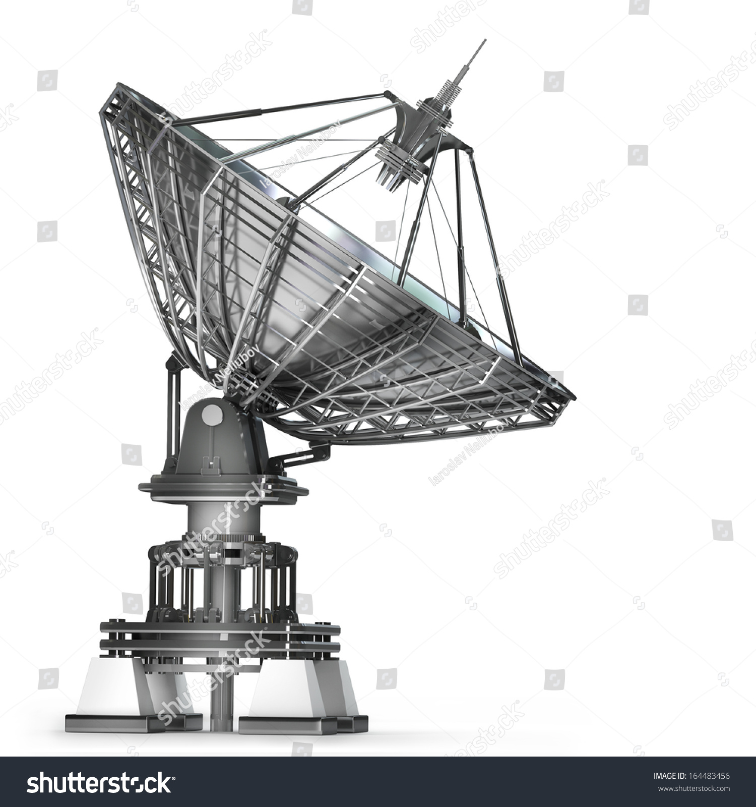 Satellite dishes antenna - Doppler radar  isolated on white background High resolution 3d  #164483456