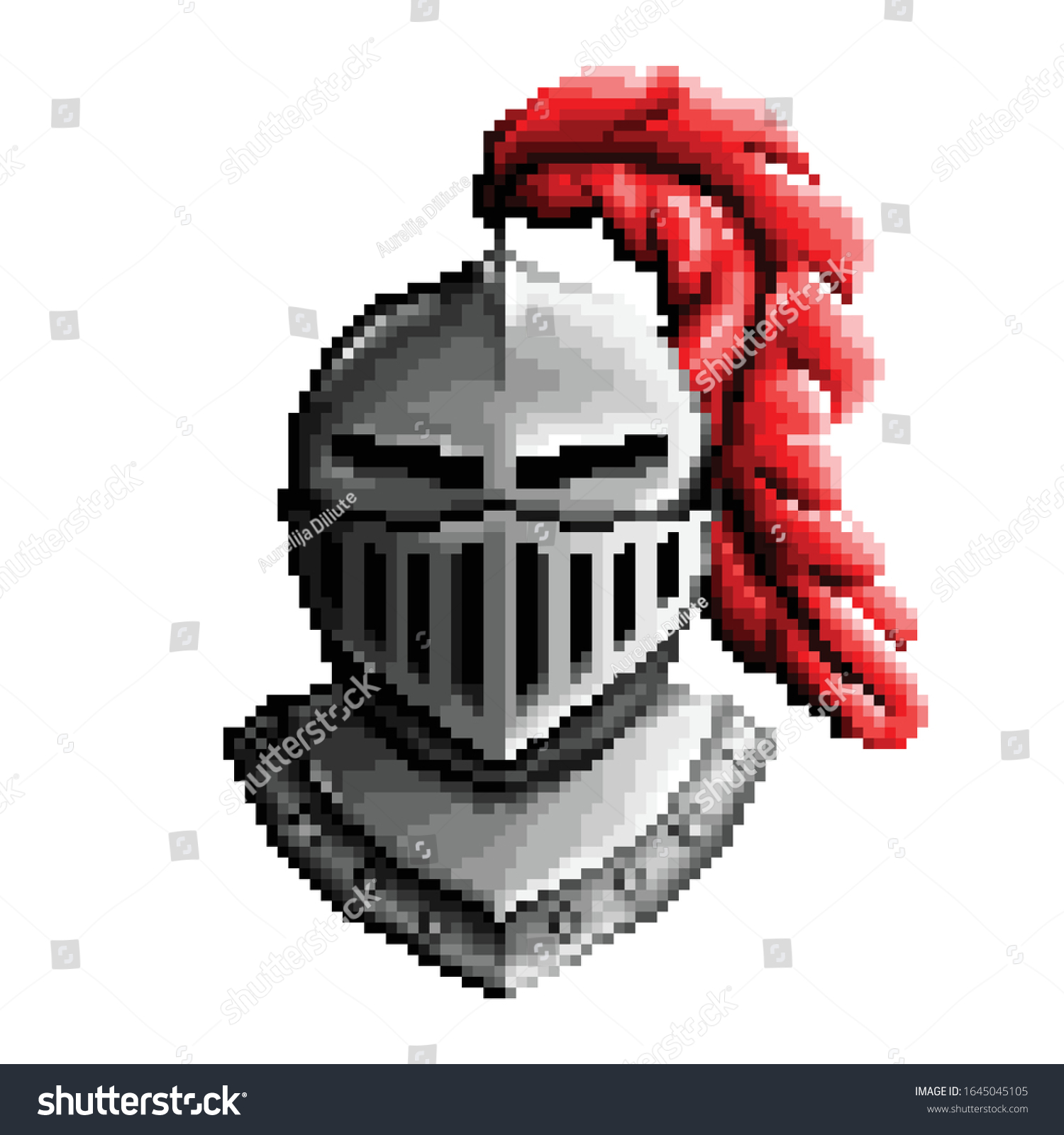 Pixel Art Knight Armor Helmet Vector - Royalty Free Stock Vector ...