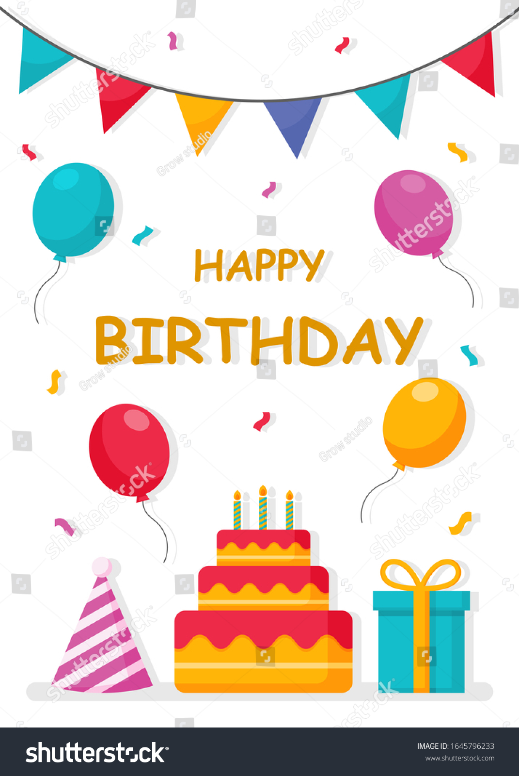 Happy Birthday cards with party template and - Royalty Free Stock ...