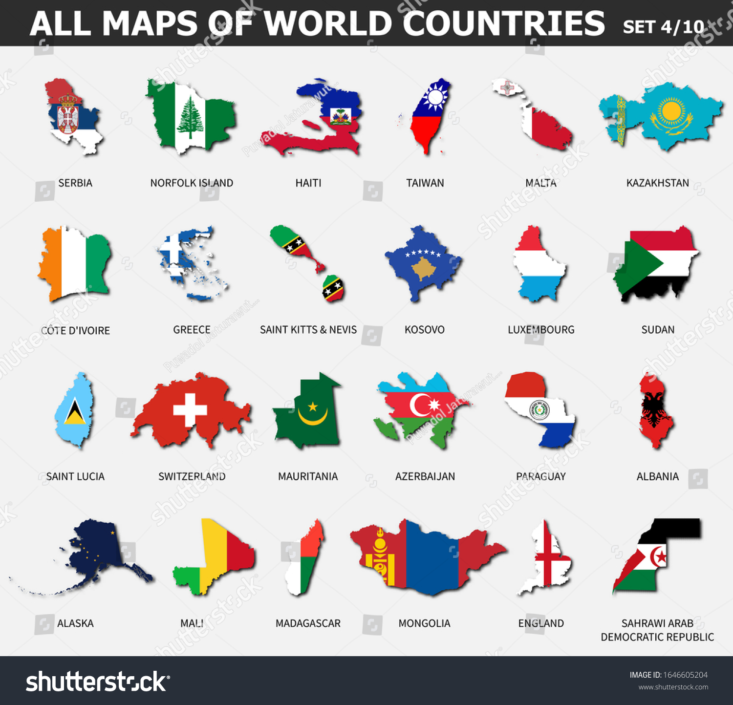 All maps of world countries and flags . Set 4 of - Royalty Free Stock ...