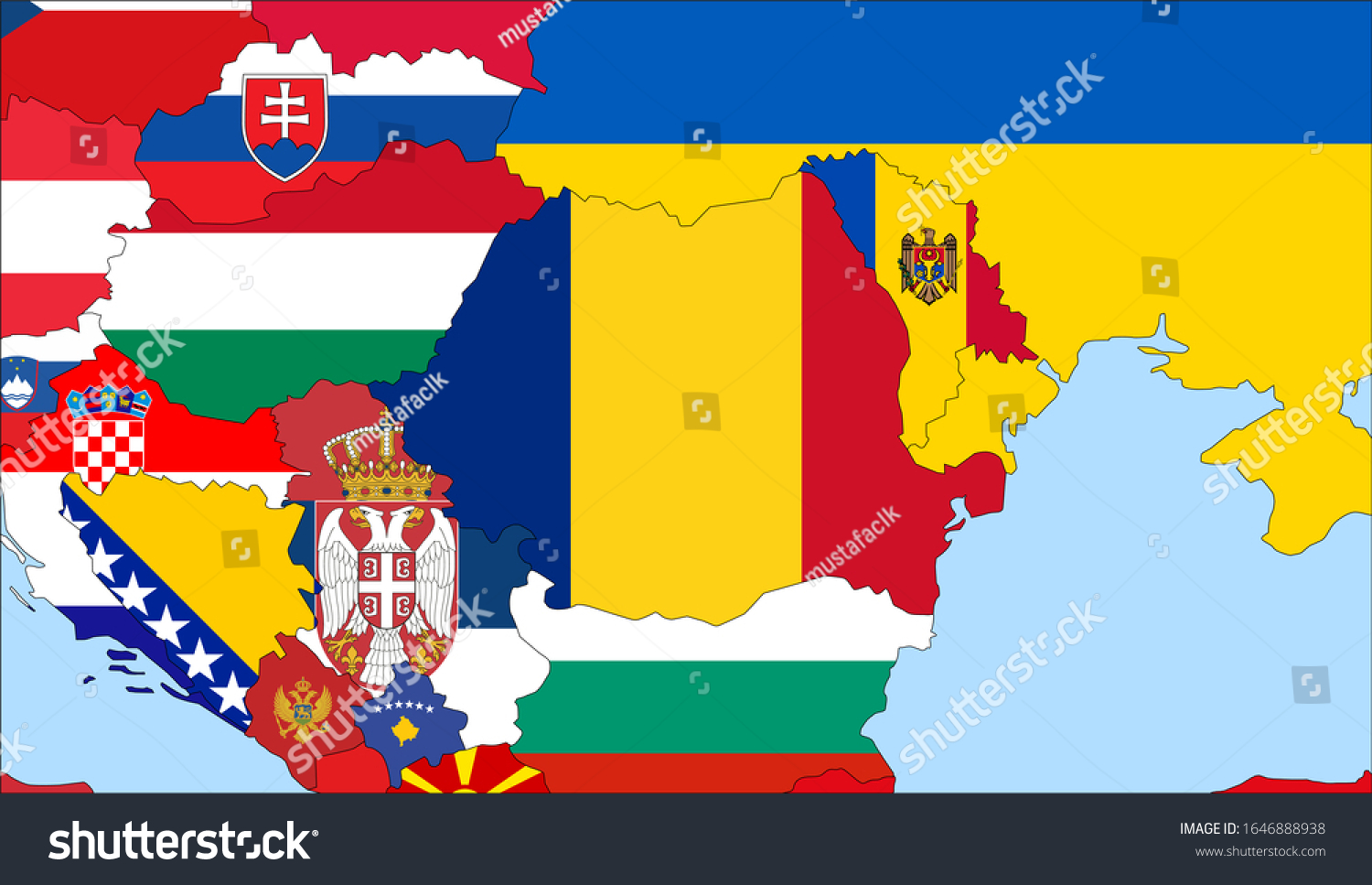 Center the map of Romania. Vector maps showing - Royalty Free Stock ...