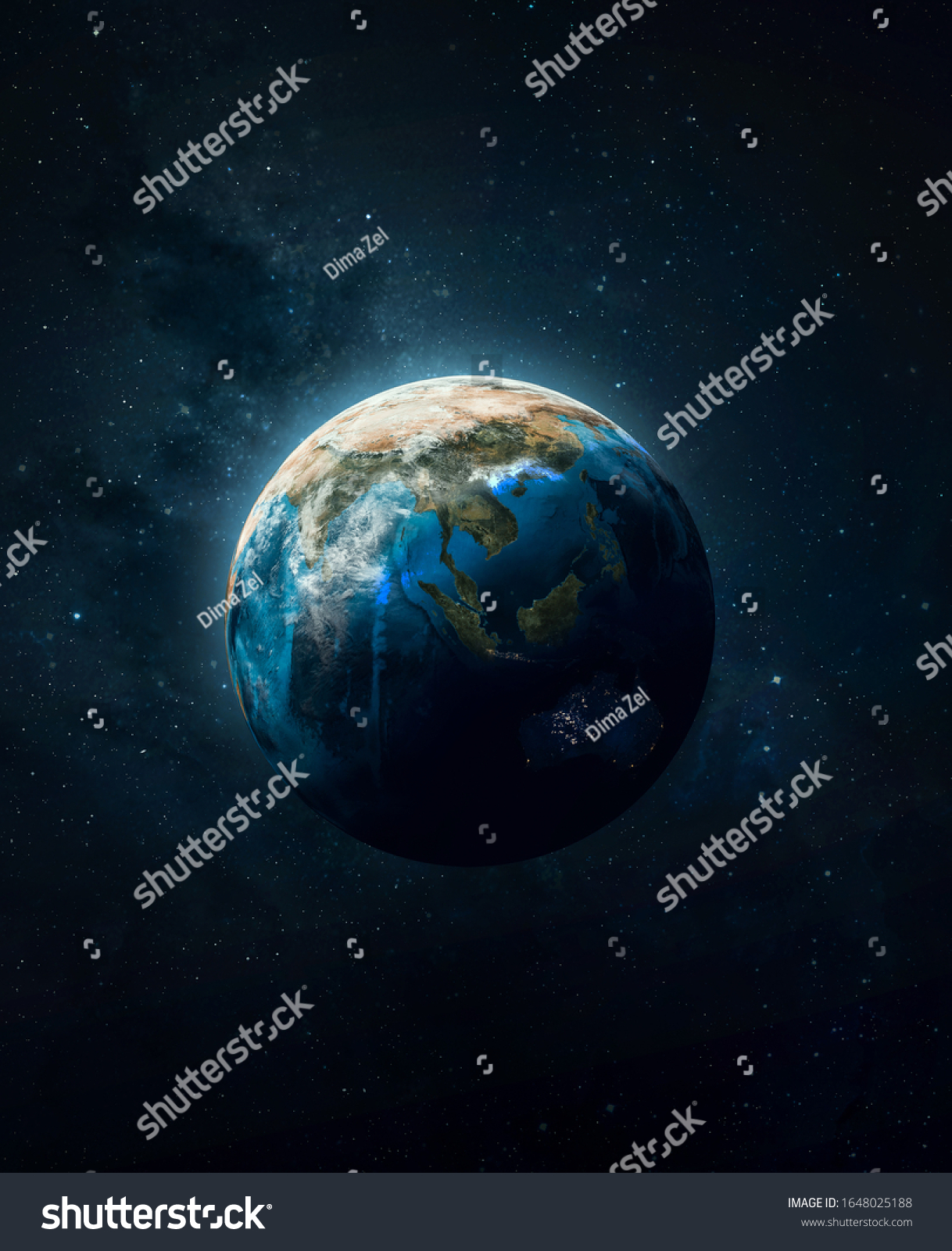 Planet Earth in dark outer space. Civilization. Elements of this image furnished by NASA #1648025188