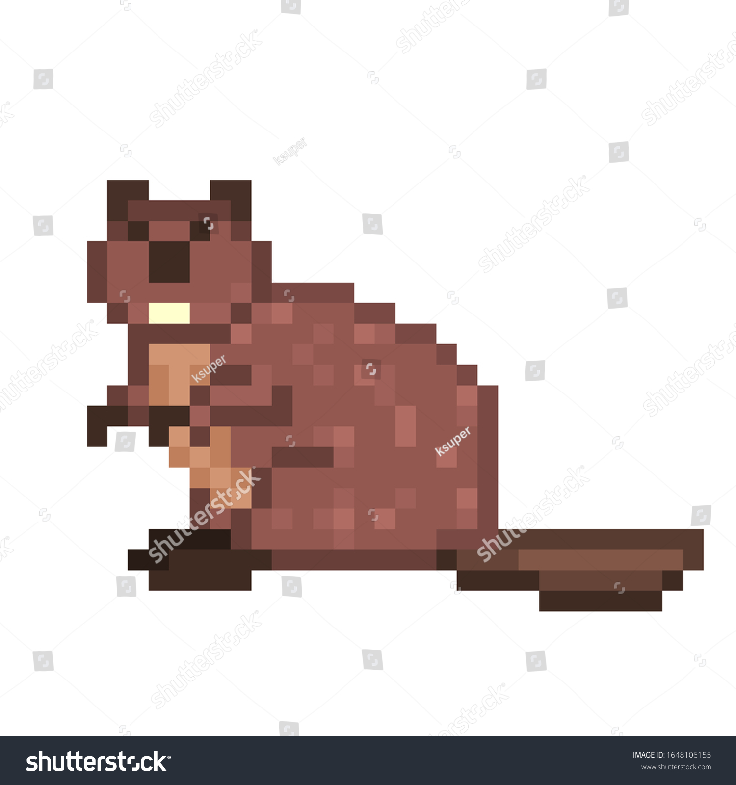 Sitting beaver pixel art character icon isolated - Royalty Free Stock ...