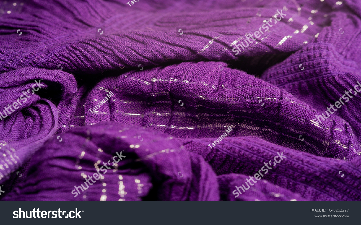 Texture background pattern, decor ornament, dark lilac corrugated fabric of blue cent, Fabric with parallel or diagonal folds of dentate folds; products from such a fabric. #1648262227