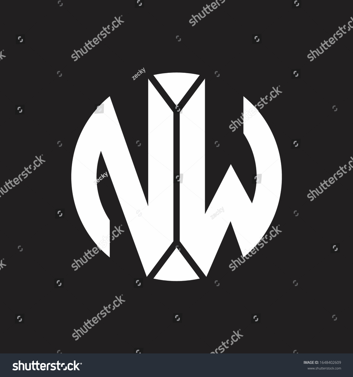 NW Logo monogram with piece circle ribbon style - Royalty Free Stock ...