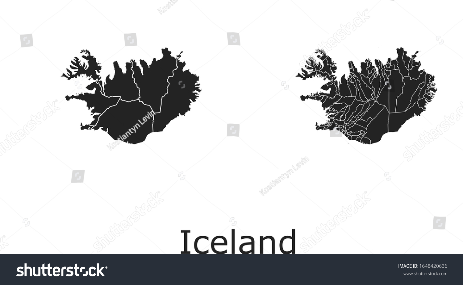 Iceland Vector Maps With Administrative Regions Royalty Free Stock Vector 1648420636 4507