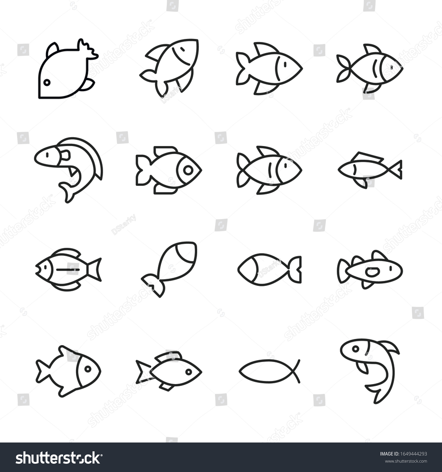 Modern thin line icons set of fish. Premium - Royalty Free Stock Vector ...