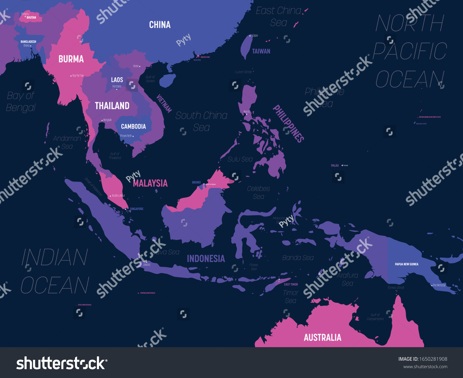 Southeast Asia map. High detailed political map - Royalty Free Stock ...