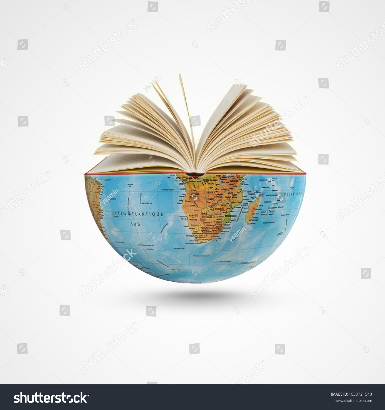world book day,23th April, open book over the Planet on isolated white background, Mental Health Day concept, books pile and globe,World literature concept, Knowledge information, earth day concept, #1650721543