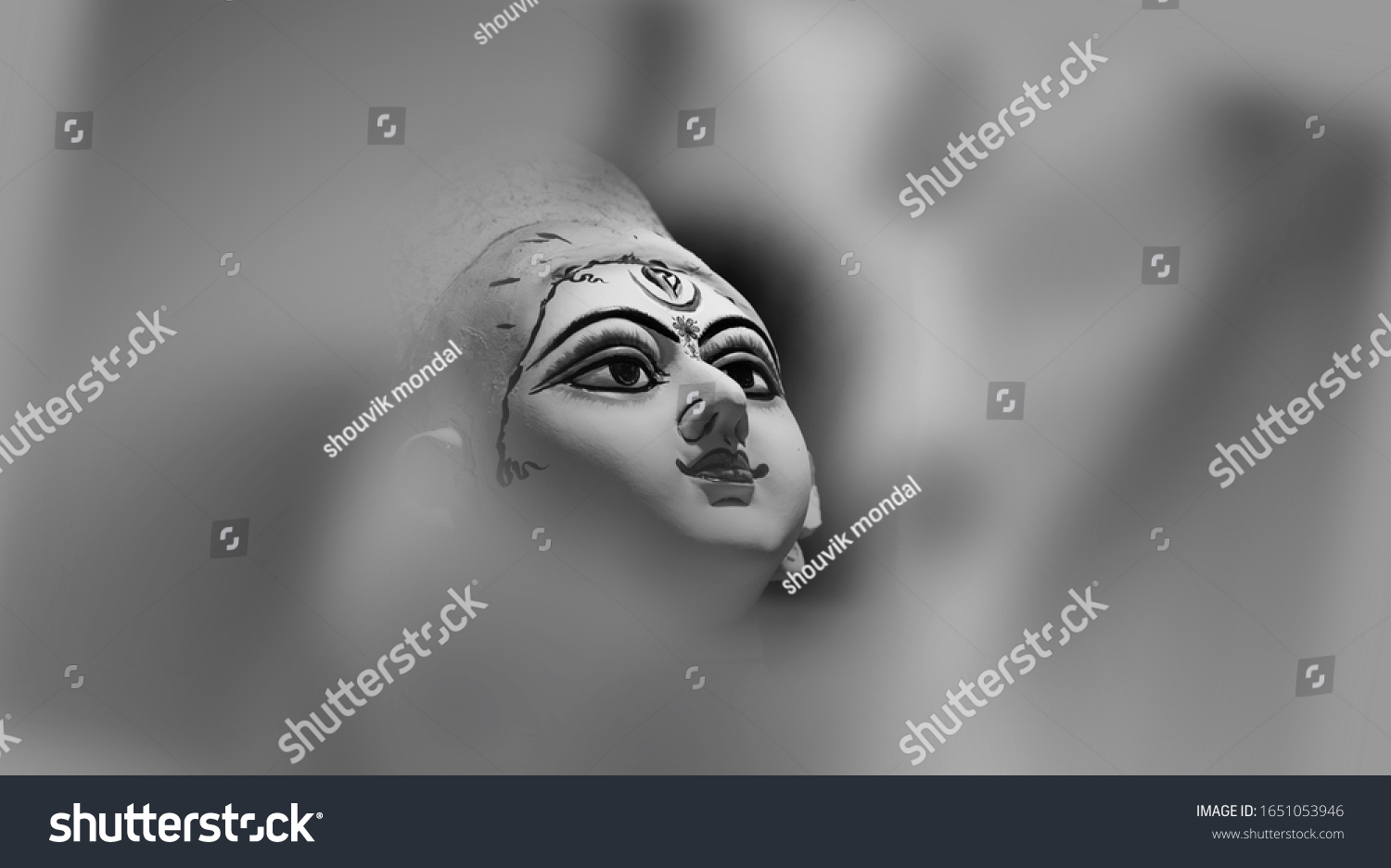 Goddess Durga Face in Happy Durga Puja Subh Navratri background #1651053946