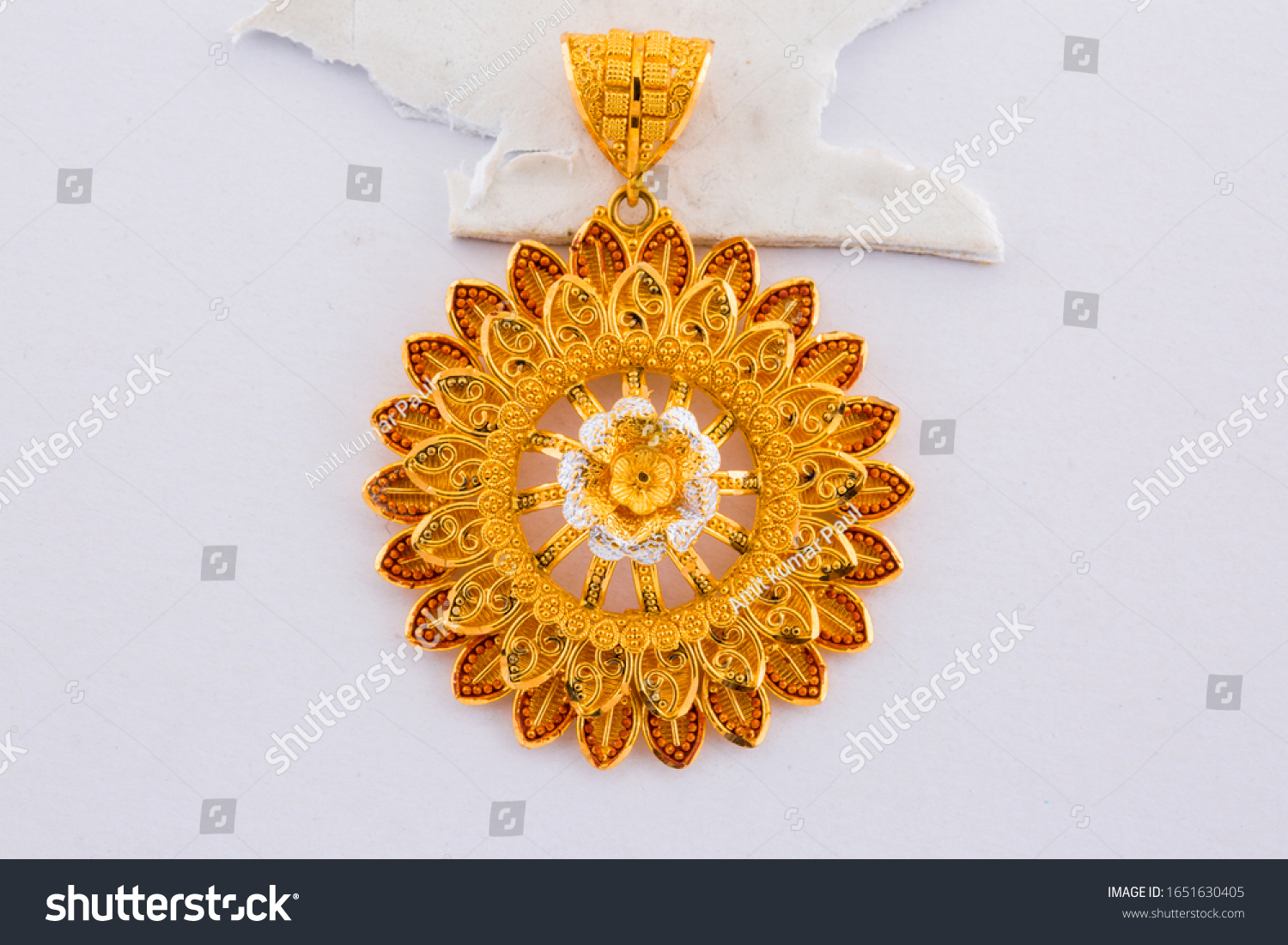 Golden Sunflower Pendent isolated in white background #1651630405