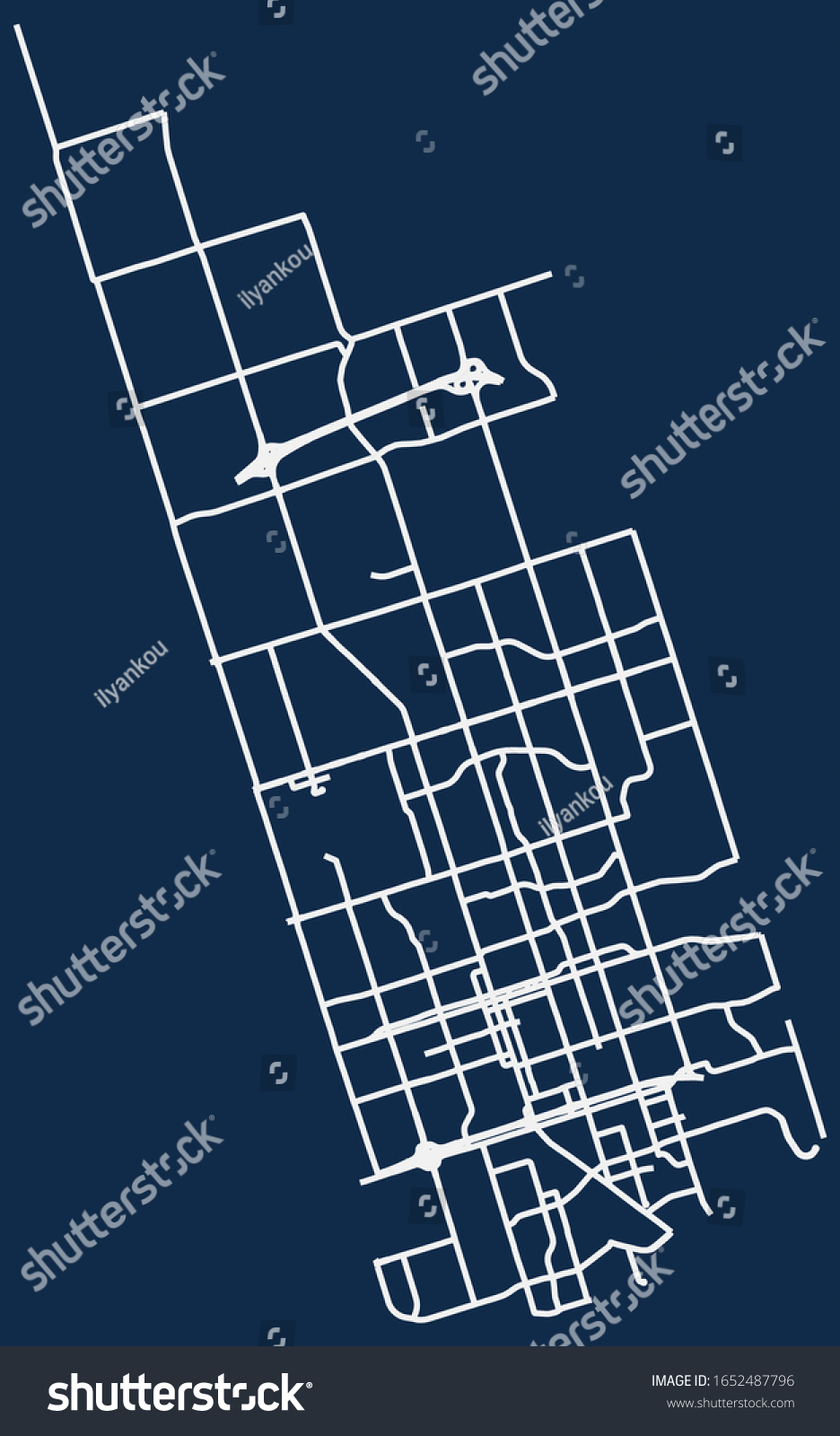 Street vector map of Oshawa, Ontario, Canada - Royalty Free Stock