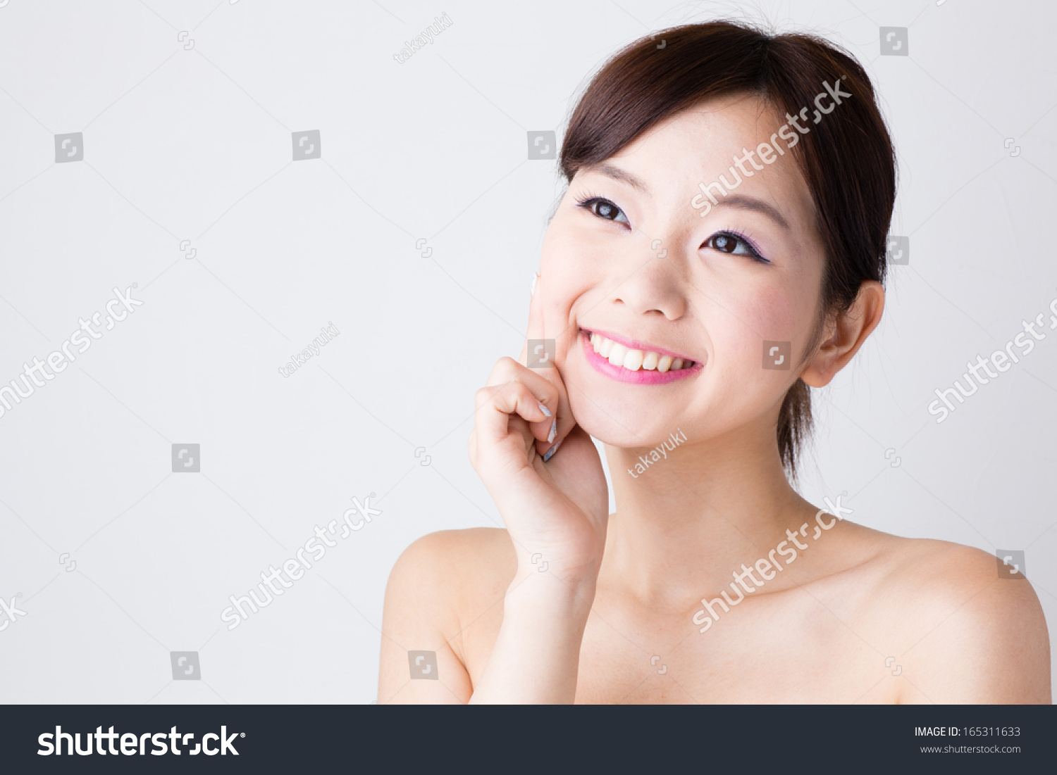 attractive asian woman skin care image isolated on white background #165311633