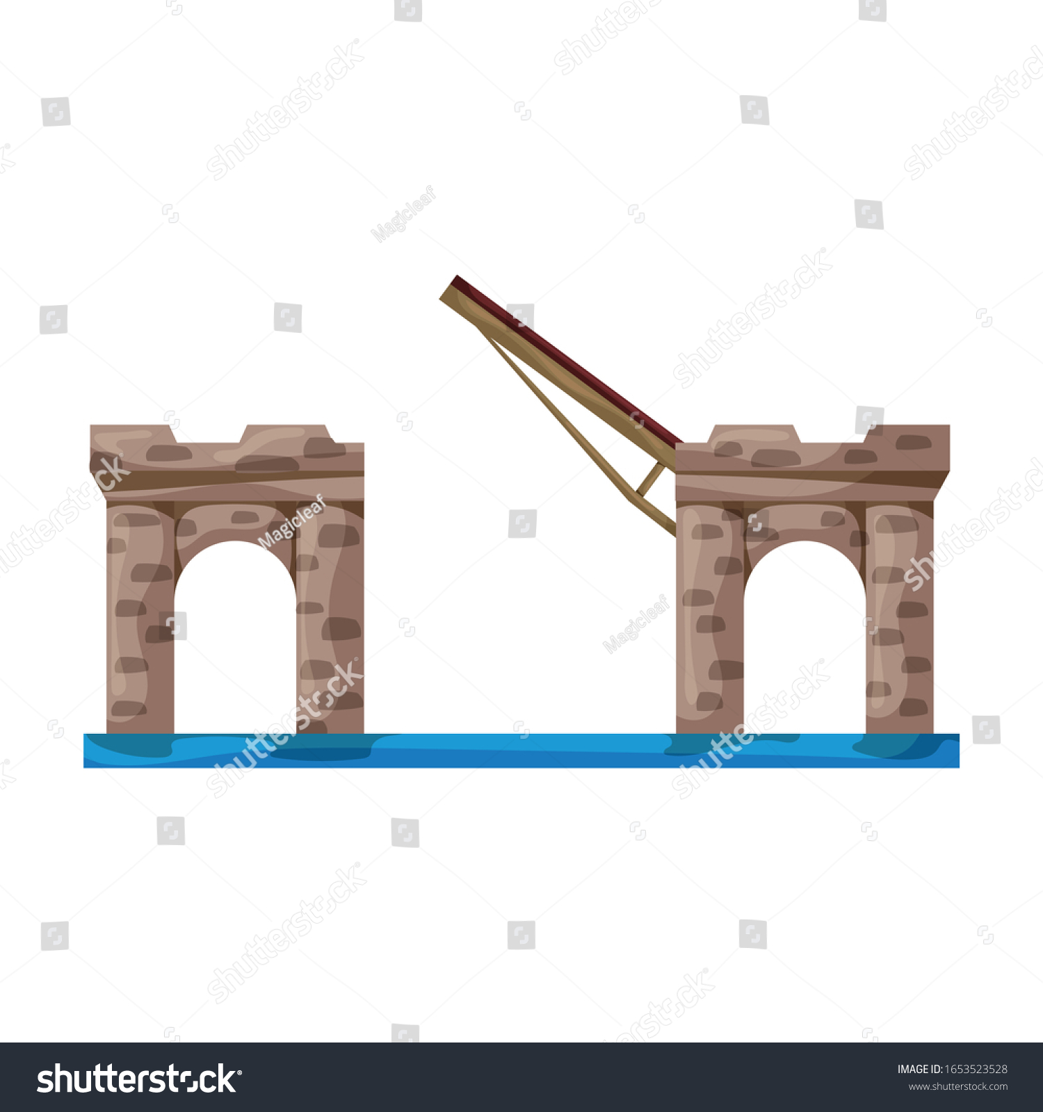 Drawbridge vector icon.Cartoon vector icon isolated on white background drawbridge. #1653523528