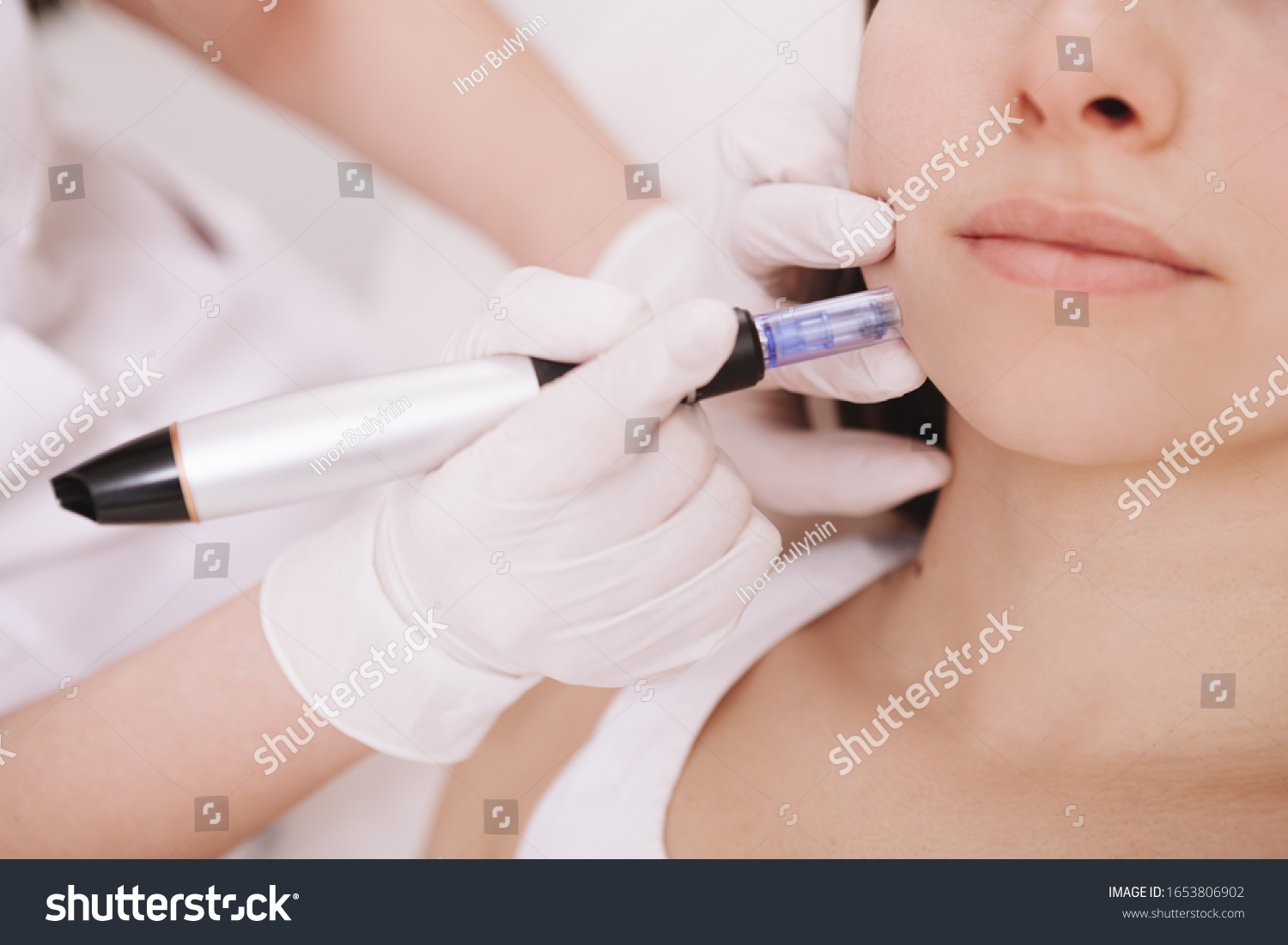 Cropped close up of unrecognizable woman getting mesotherapy procedure at beauty clinic #1653806902