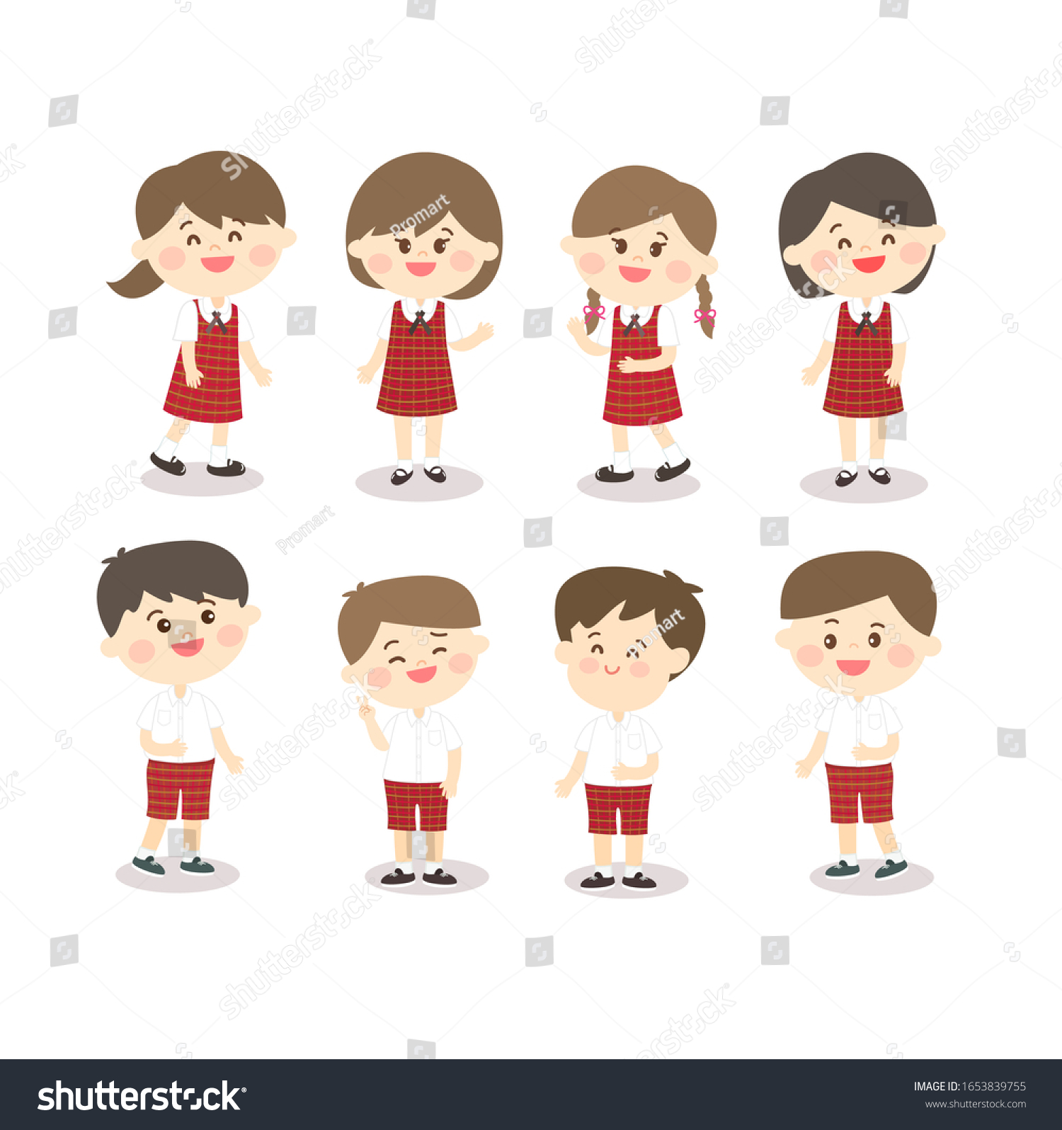 Cute Students Character Set Vector - Royalty Free Stock Vector ...