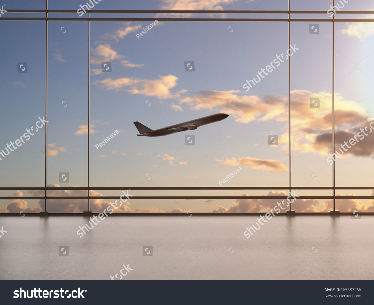 airport with window and airplane #165387266