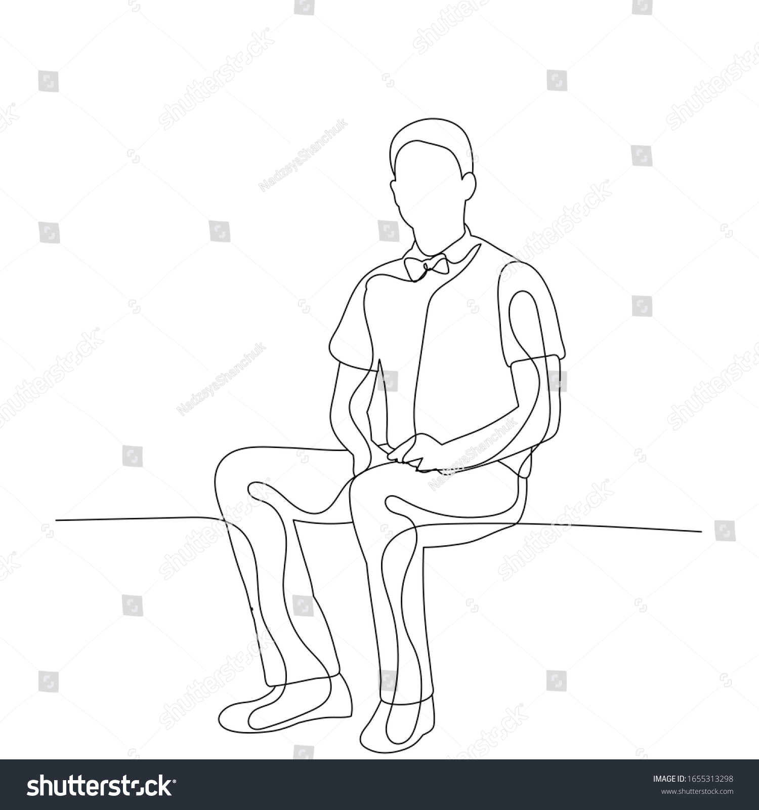 isolated, continuous line drawing man, guy sits - Royalty Free Stock ...