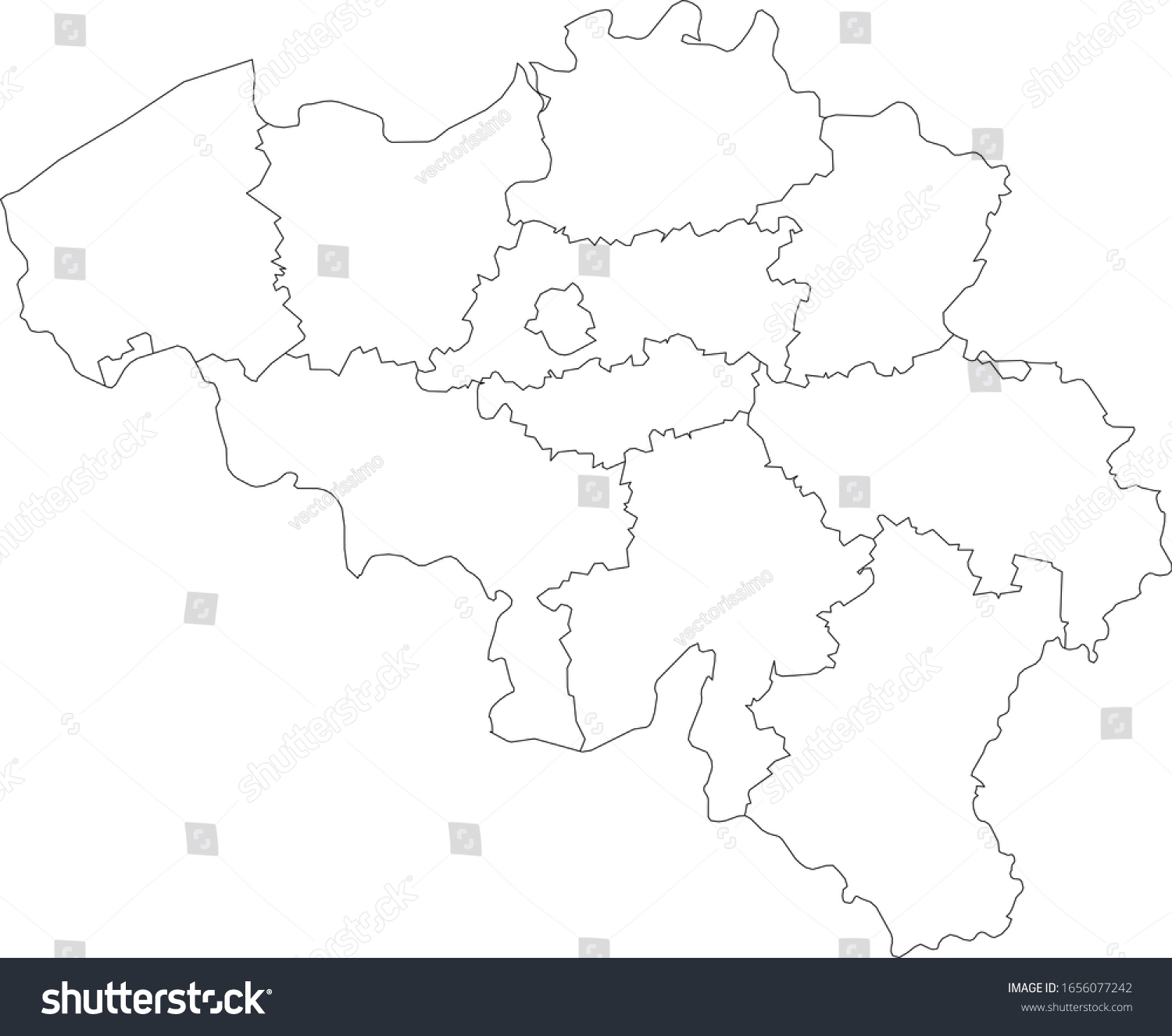 White Regions Map of European Country of Belgium - Royalty Free Stock ...